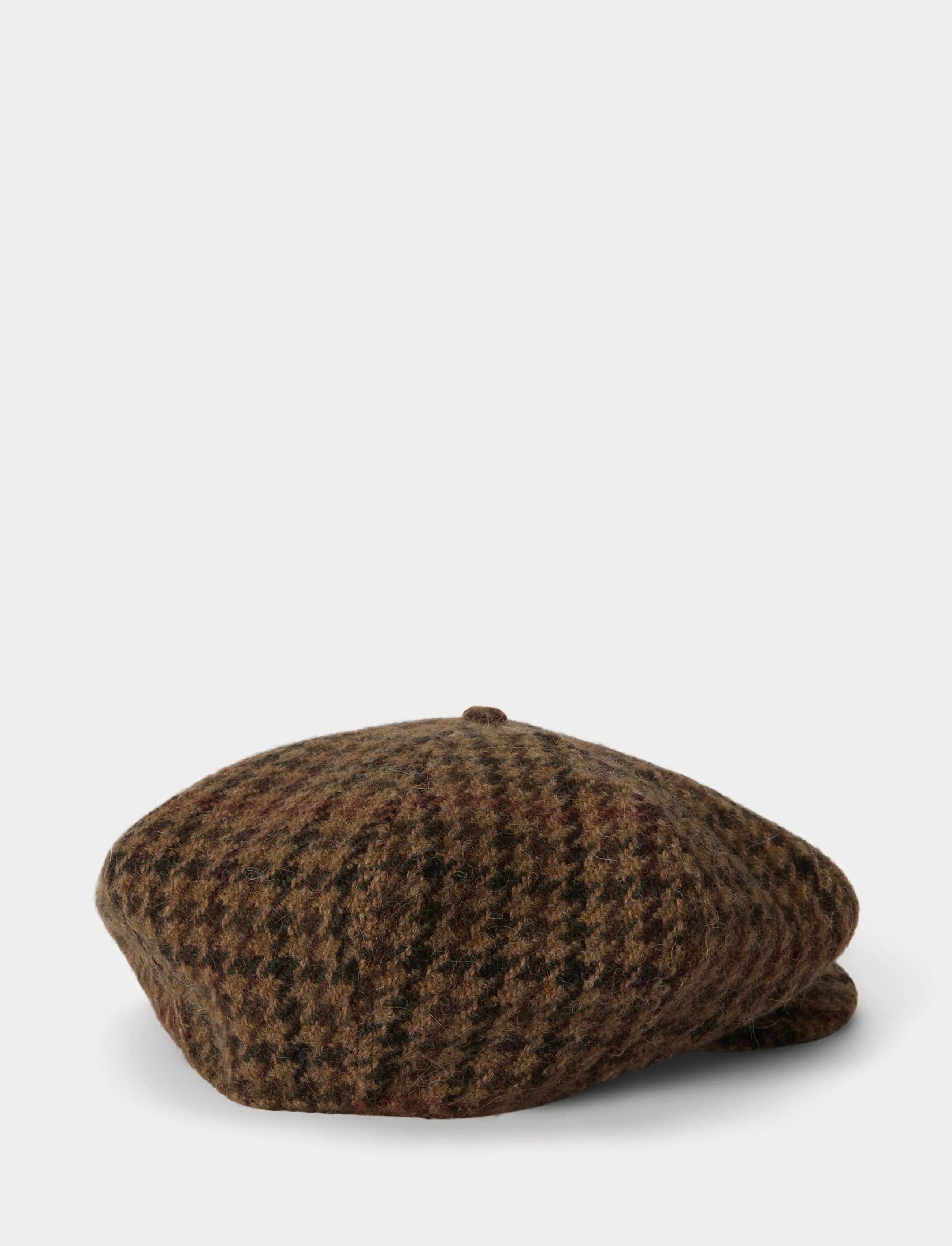 Polo Ralph Lauren Houndstooth Wool Tweed Newsboy Cap, S/M, Headwear, Braun - Hats, Männerswear