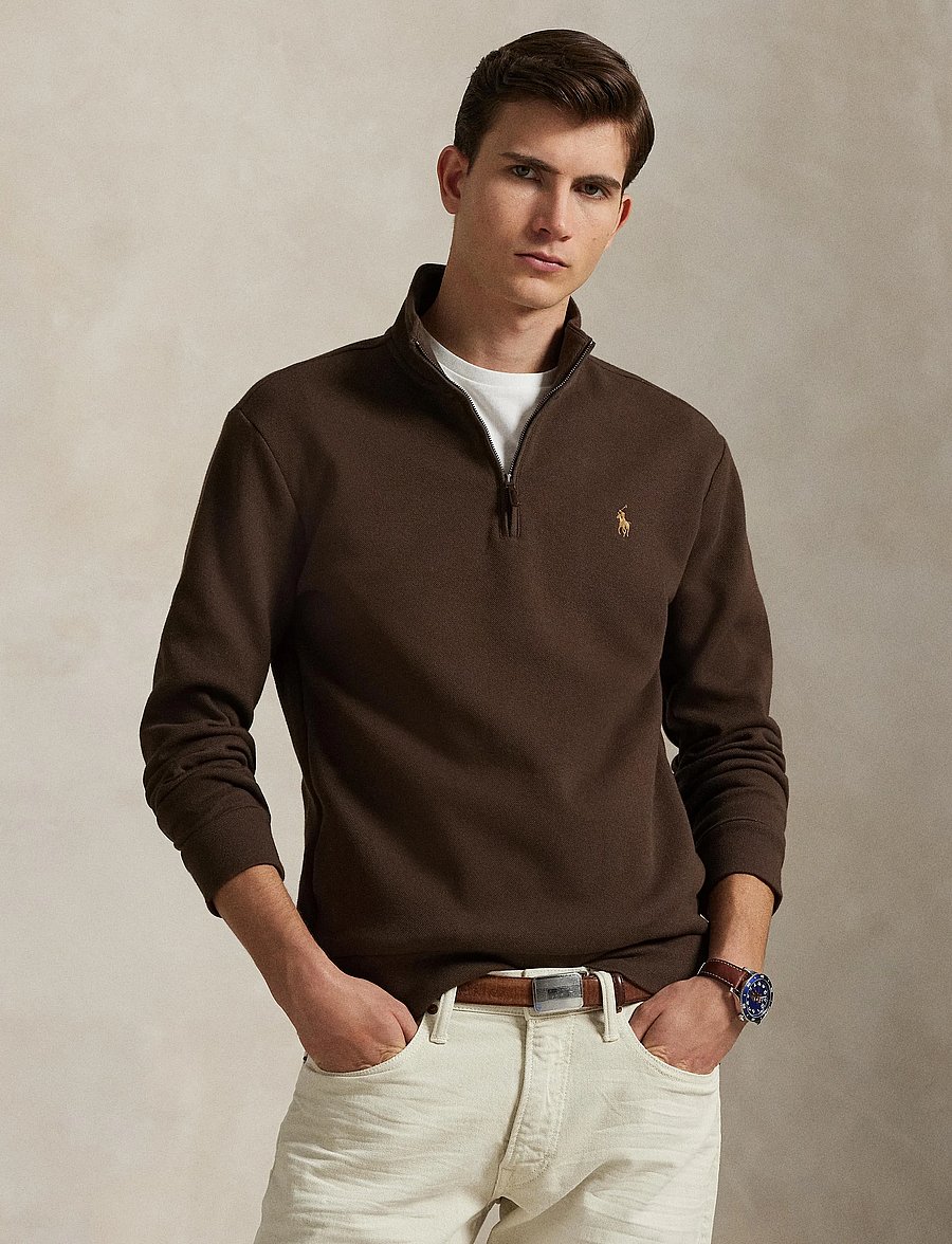 Polo Ralph Lauren - Double-Knit Mesh Quarter-Zip Pullover - nutmeg brown - 3