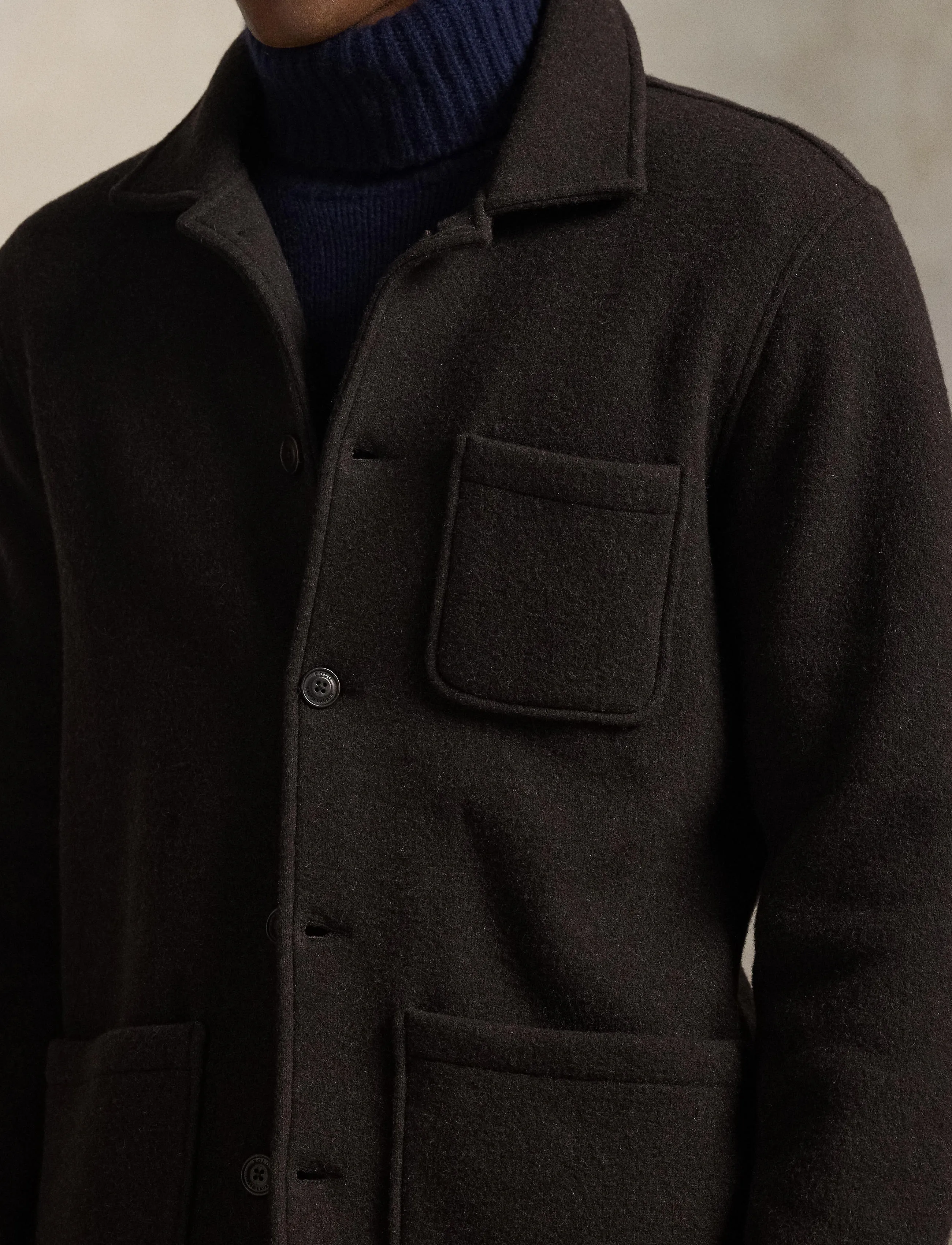 Polo Ralph Lauren - BRUSHED DOUBLE KNIT-LSL-PLO - wool jackets - dark brown heathe - 4