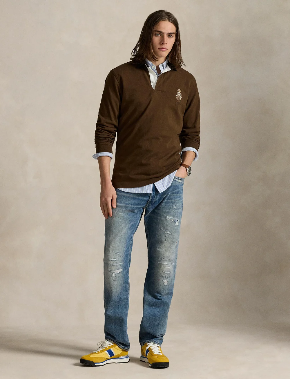 Polo Ralph Lauren - Classic Fit Polo Bear Rugby Shirt - långärmade pikéer - fa25 branch brown - 0
