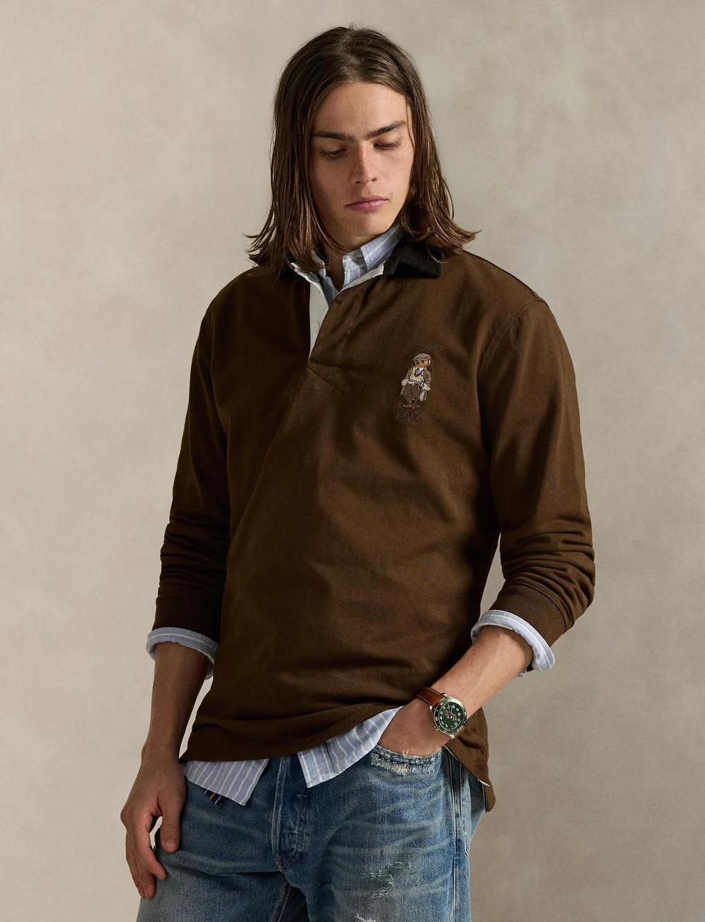 Polo Ralph Lauren - Classic Fit Polo Bear Rugby Shirt - långärmade pikéer - fa25 branch brown - 3