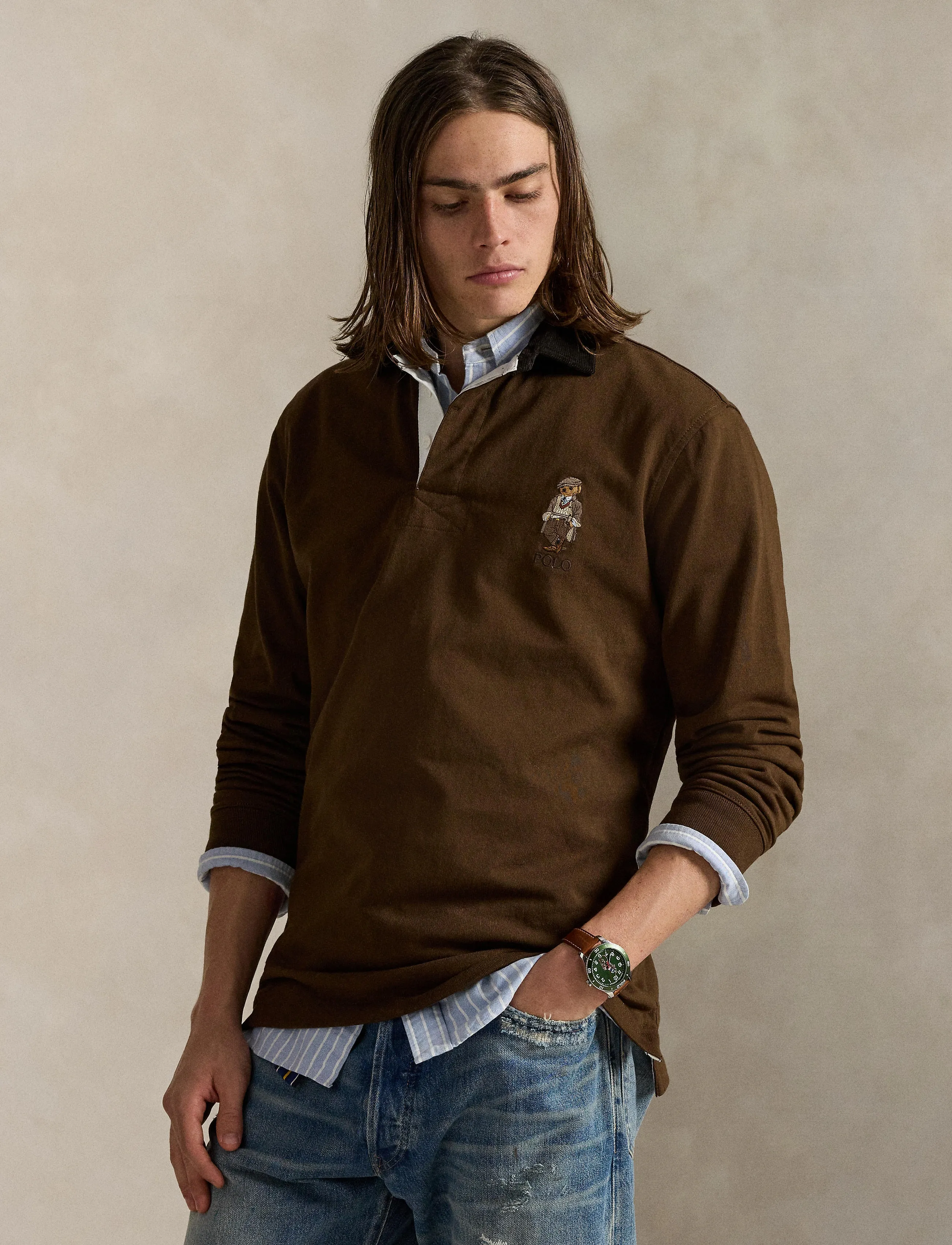 Polo Ralph Lauren - Classic Fit Polo Bear Rugby Shirt - fa25 branch brown - 3