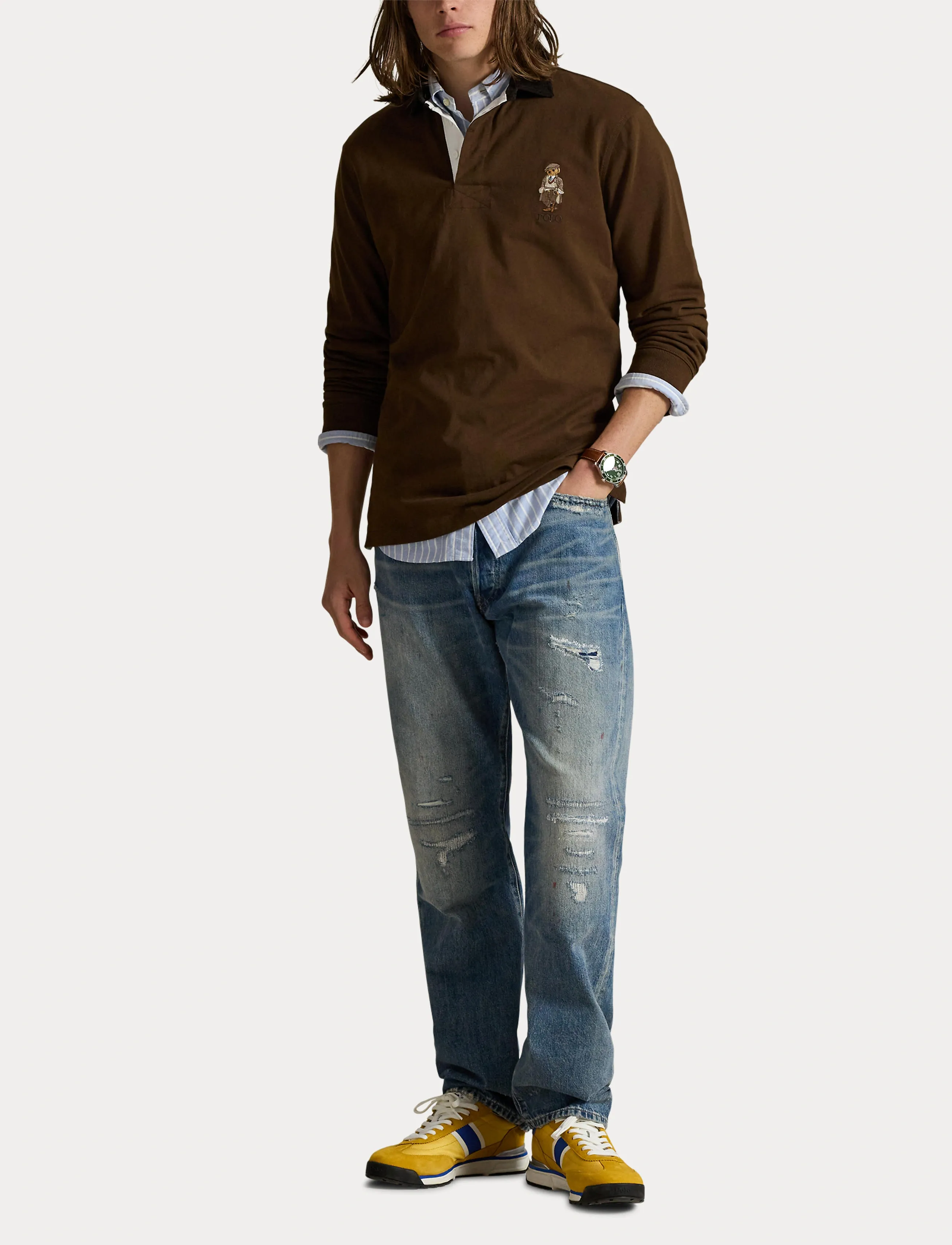 Polo Ralph Lauren - Classic Fit Polo Bear Rugby Shirt - fa25 branch brown - 4