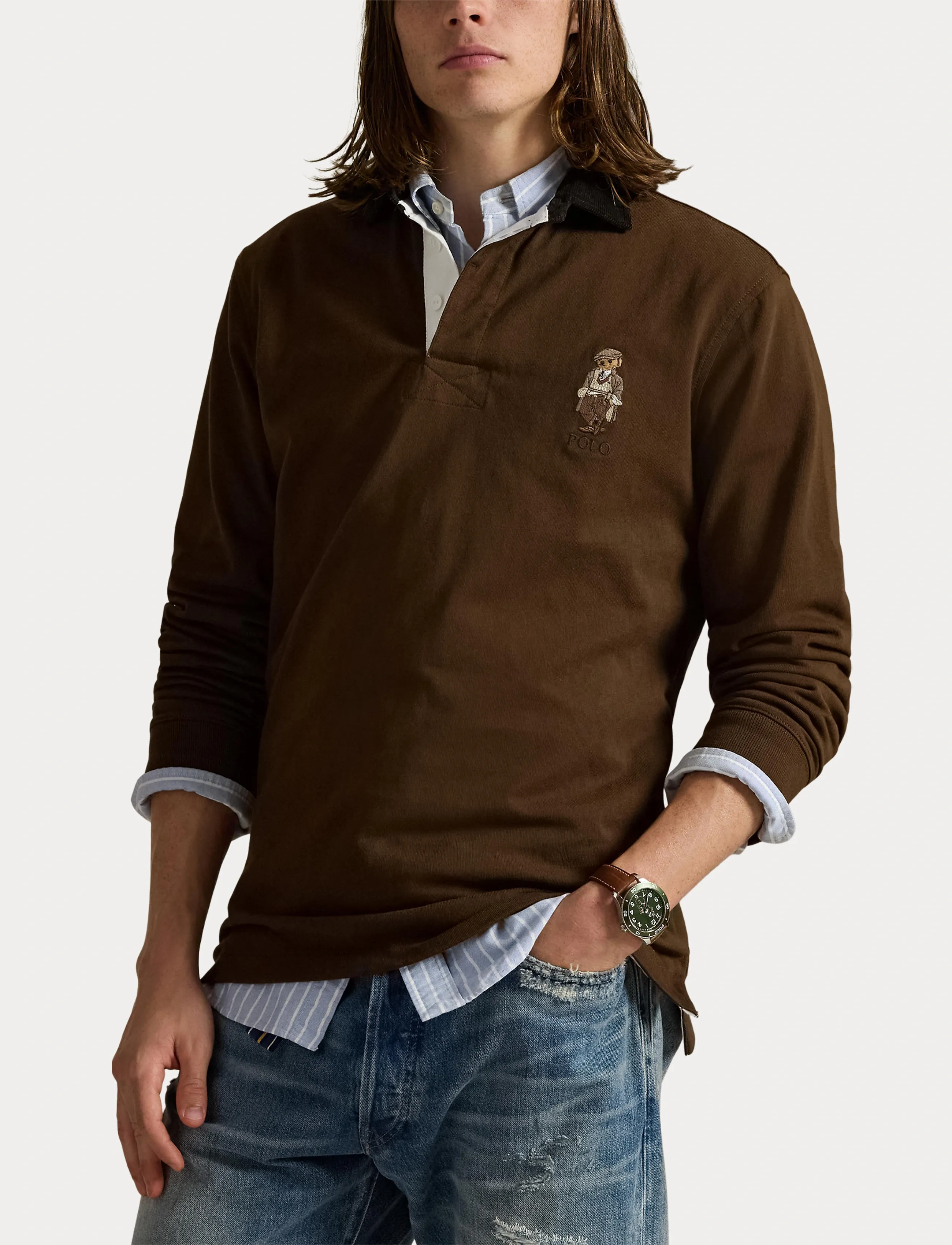 Polo Ralph Lauren - Classic Fit Polo Bear Rugby Shirt - fa25 branch brown - 5