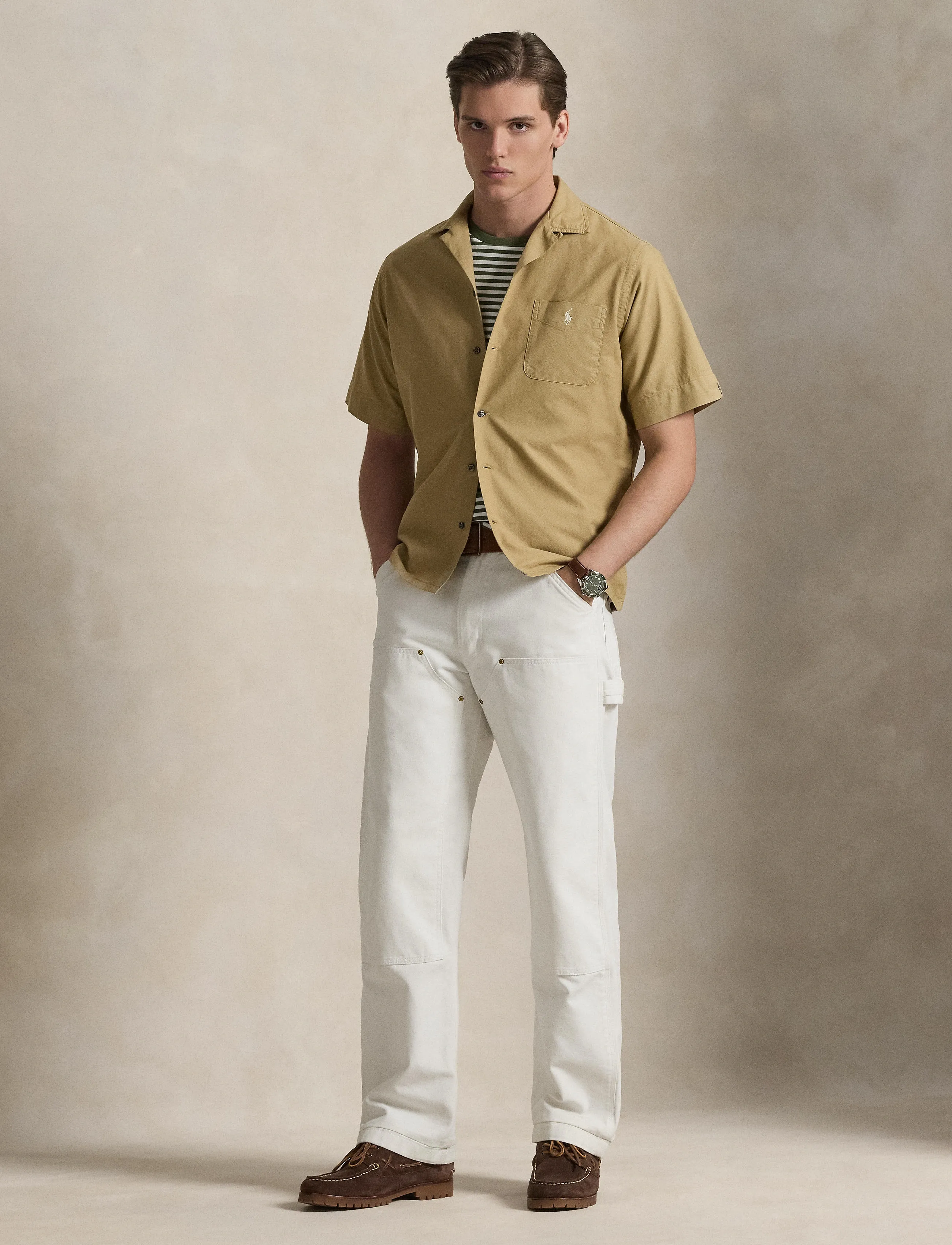Polo Ralph Lauren Classic Fit Oxford Camp Shirt - Kläder - CAFE TAN / beige