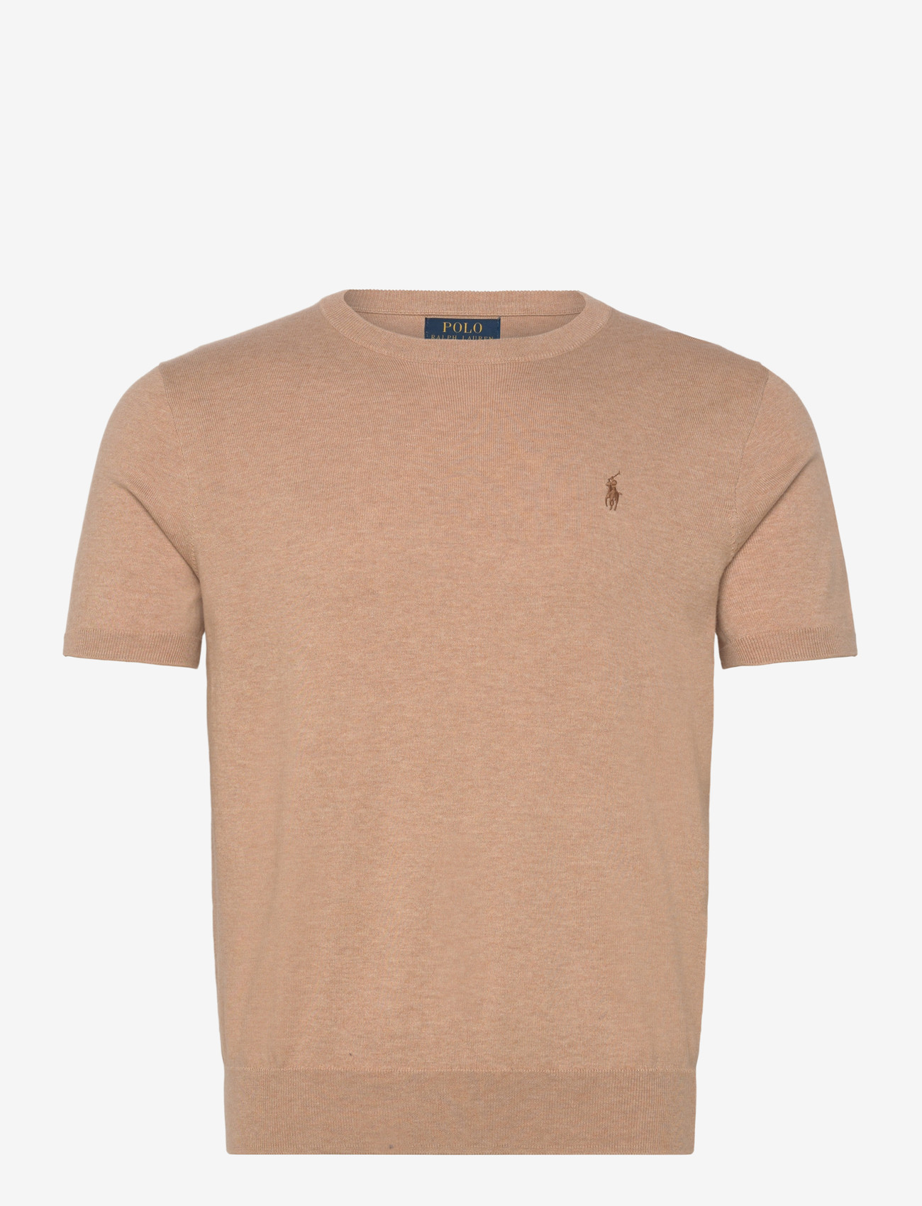 Polo Ralph Lauren - Cotton Crewneck Short-Sleeve Sweater - t-shirts - camel melange - 0
