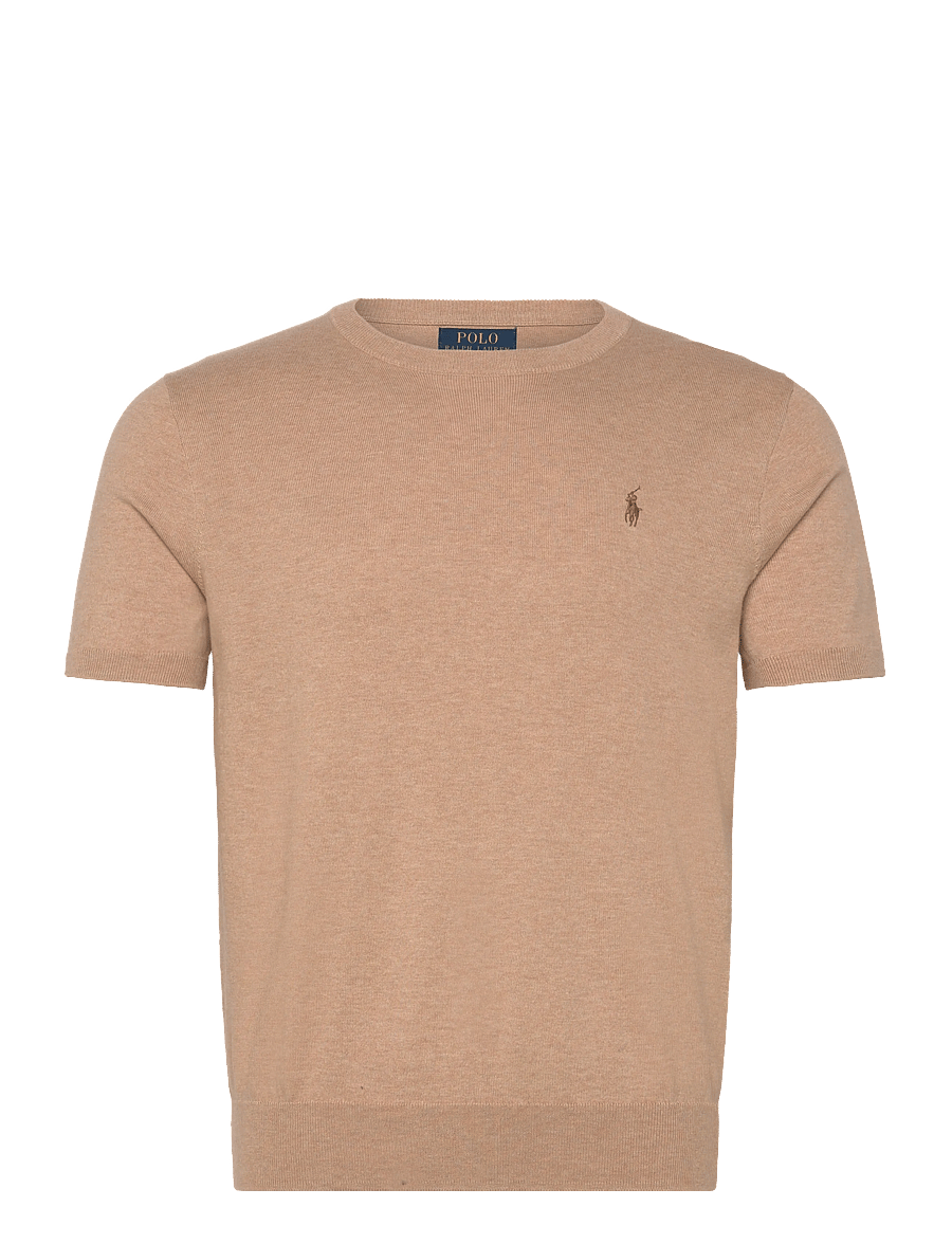 Polo Ralph Lauren - Cotton Crewneck Short-Sleeve Sweater - kurzärmelige t-shirts - camel melange - 1
