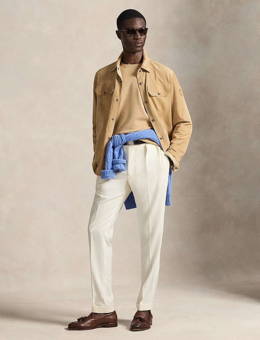 Polo Ralph Lauren - Cotton Crewneck Short-Sleeve Sweater - kurzärmelige t-shirts - camel melange - 0