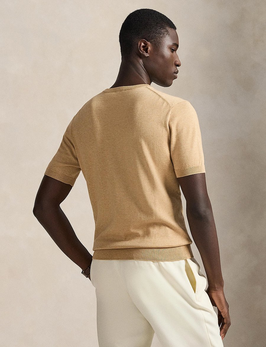 Polo Ralph Lauren - Cotton Crewneck Short-Sleeve Sweater - kurzärmelige t-shirts - camel melange - 3