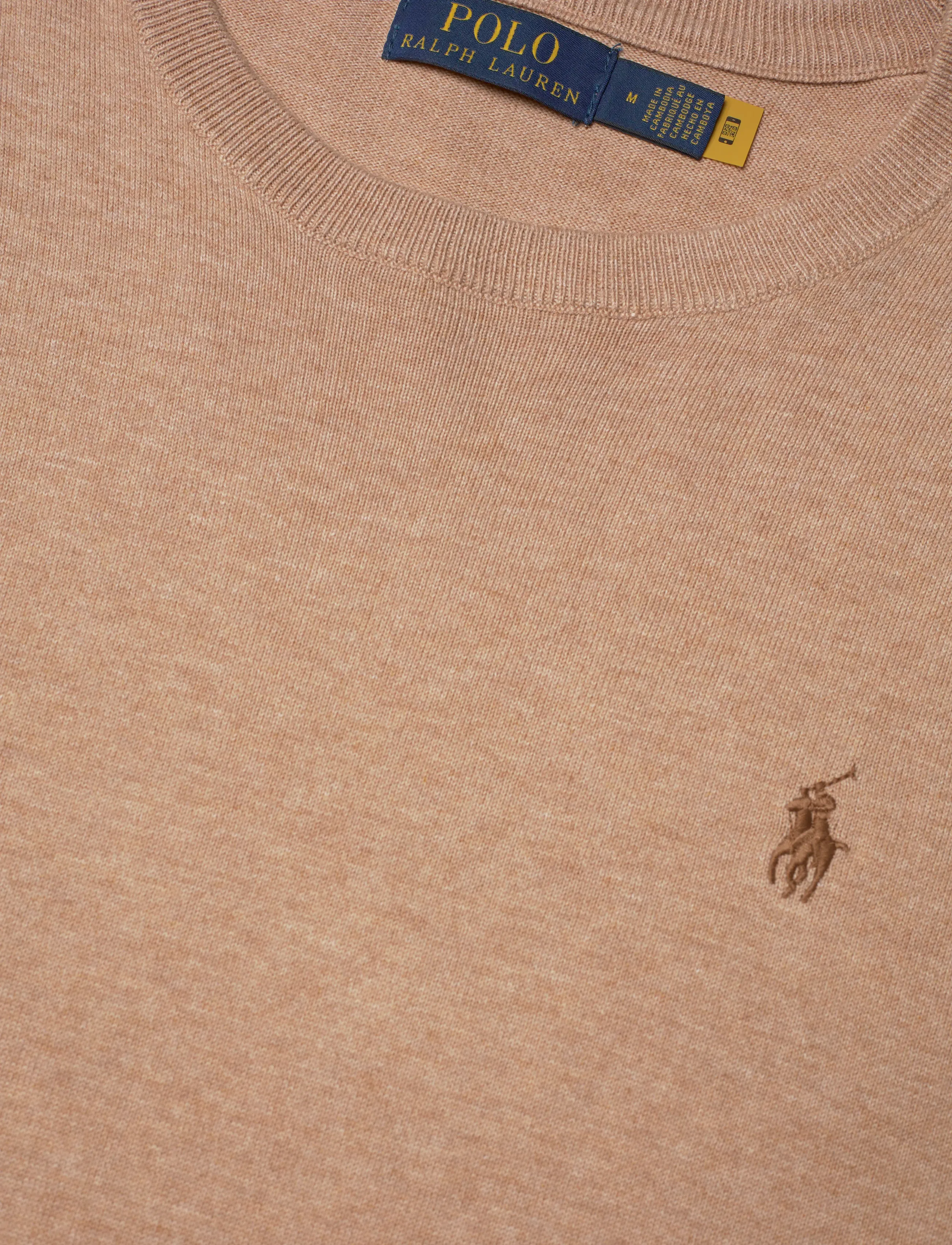 Polo Ralph Lauren - Cotton Crewneck Short-Sleeve Sweater - kortärmade t-shirts - camel melange - 2
