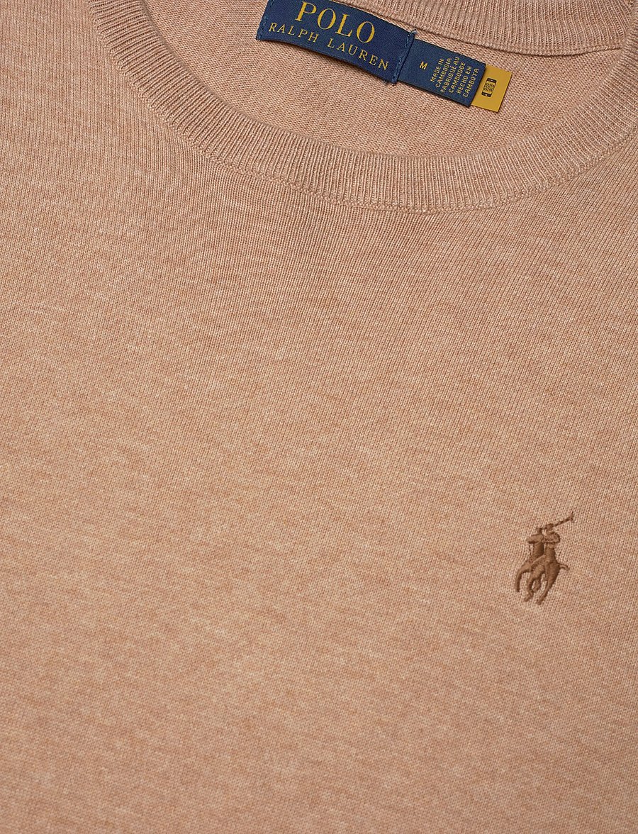 Polo Ralph Lauren - Cotton Crewneck Short-Sleeve Sweater - kurzärmelige t-shirts - camel melange - 4