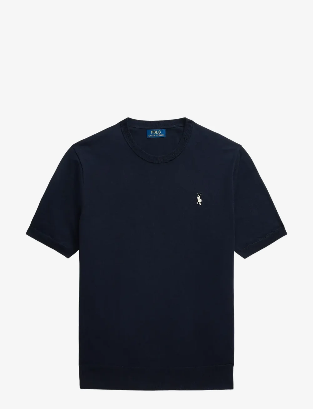 Polo Ralph Lauren - Cotton Crewneck Short-Sleeve Sweater - knitted round necks - hunter navy - 1