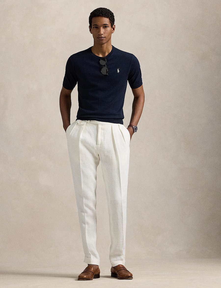 Polo Ralph Lauren - Cotton Crewneck Short-Sleeve Sweater - lühikeste varrukatega t-särgid - hunter navy - 0