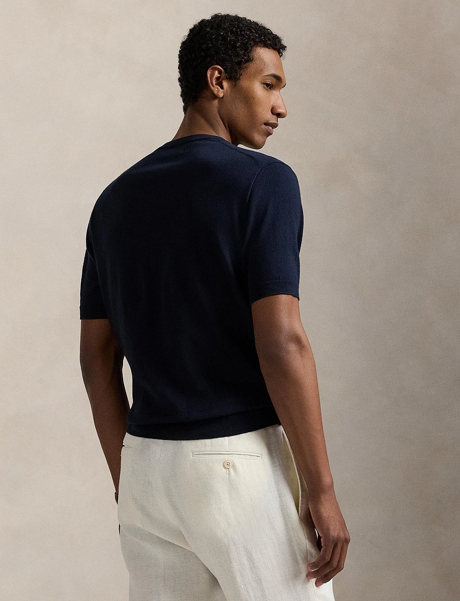 Polo Ralph Lauren - Cotton Crewneck Short-Sleeve Sweater - lühikeste varrukatega t-särgid - hunter navy - 2