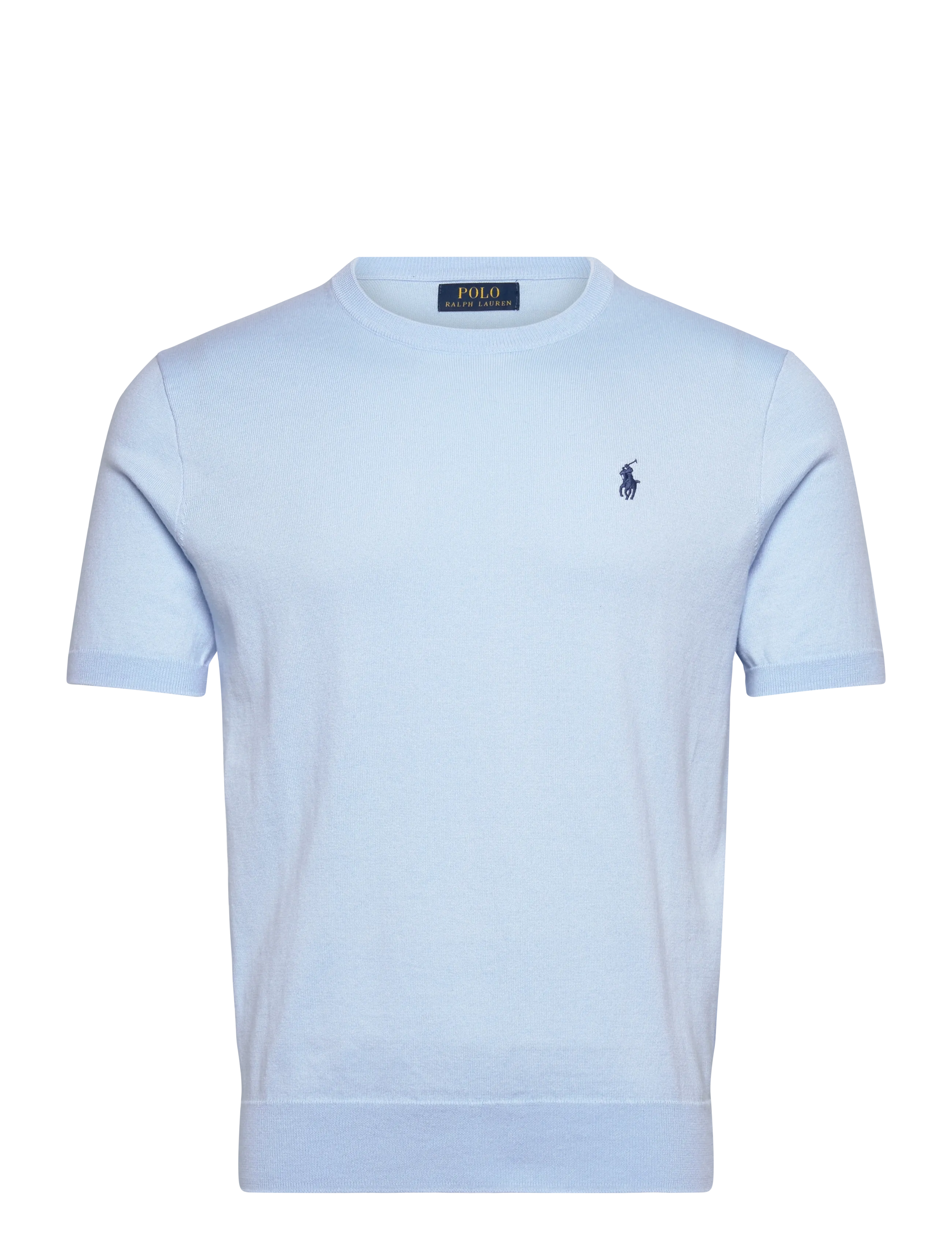 Cotton Crewneck Short-Sleeve Sweater - OFFICE BLUE