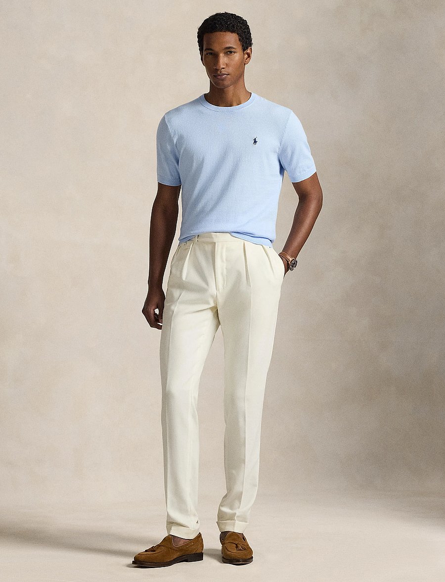 Polo Ralph Lauren - Cotton Crewneck Short-Sleeve Sweater - kurzärmelige t-shirts - office blue - 0
