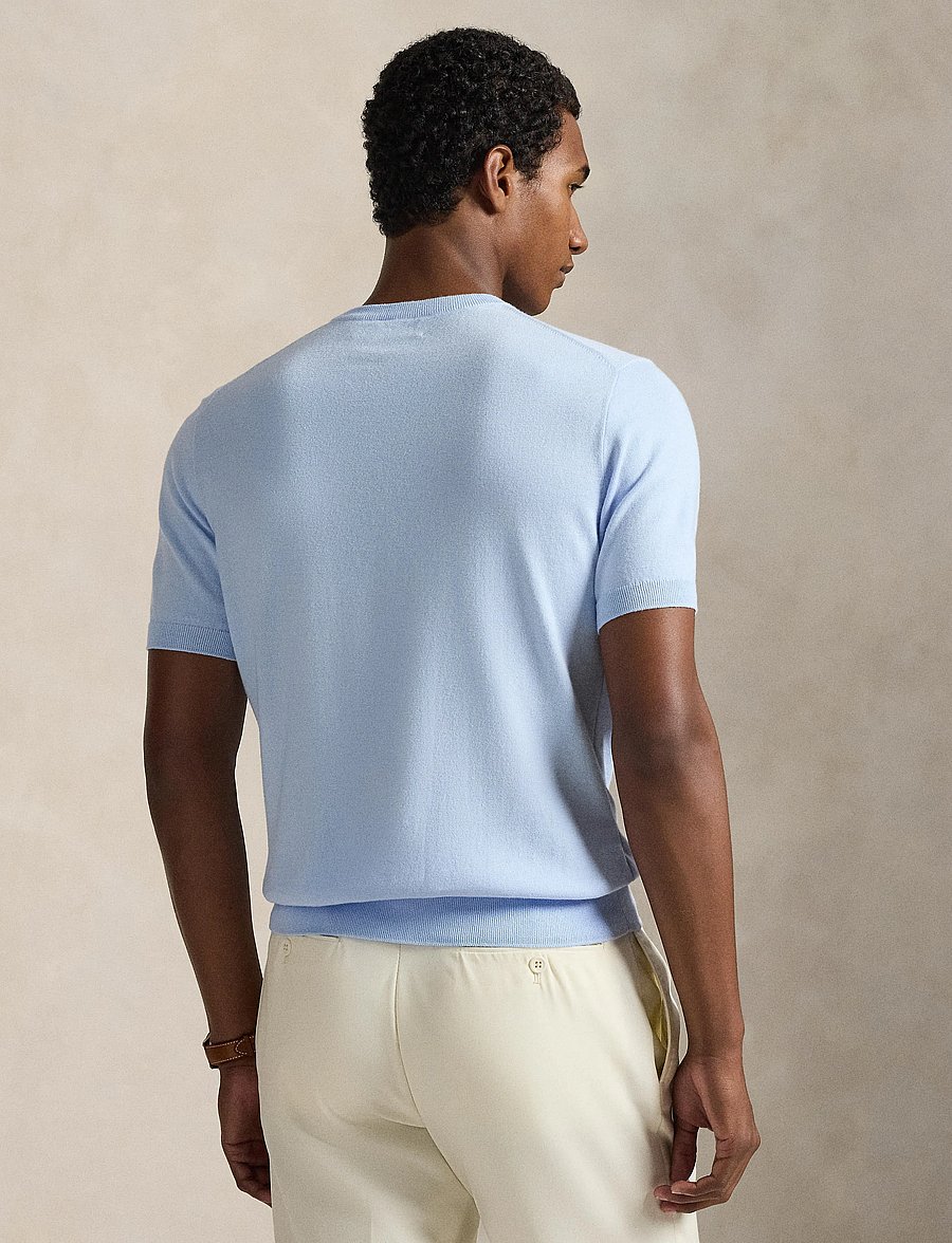Polo Ralph Lauren - Cotton Crewneck Short-Sleeve Sweater - kurzärmelige t-shirts - office blue - 3