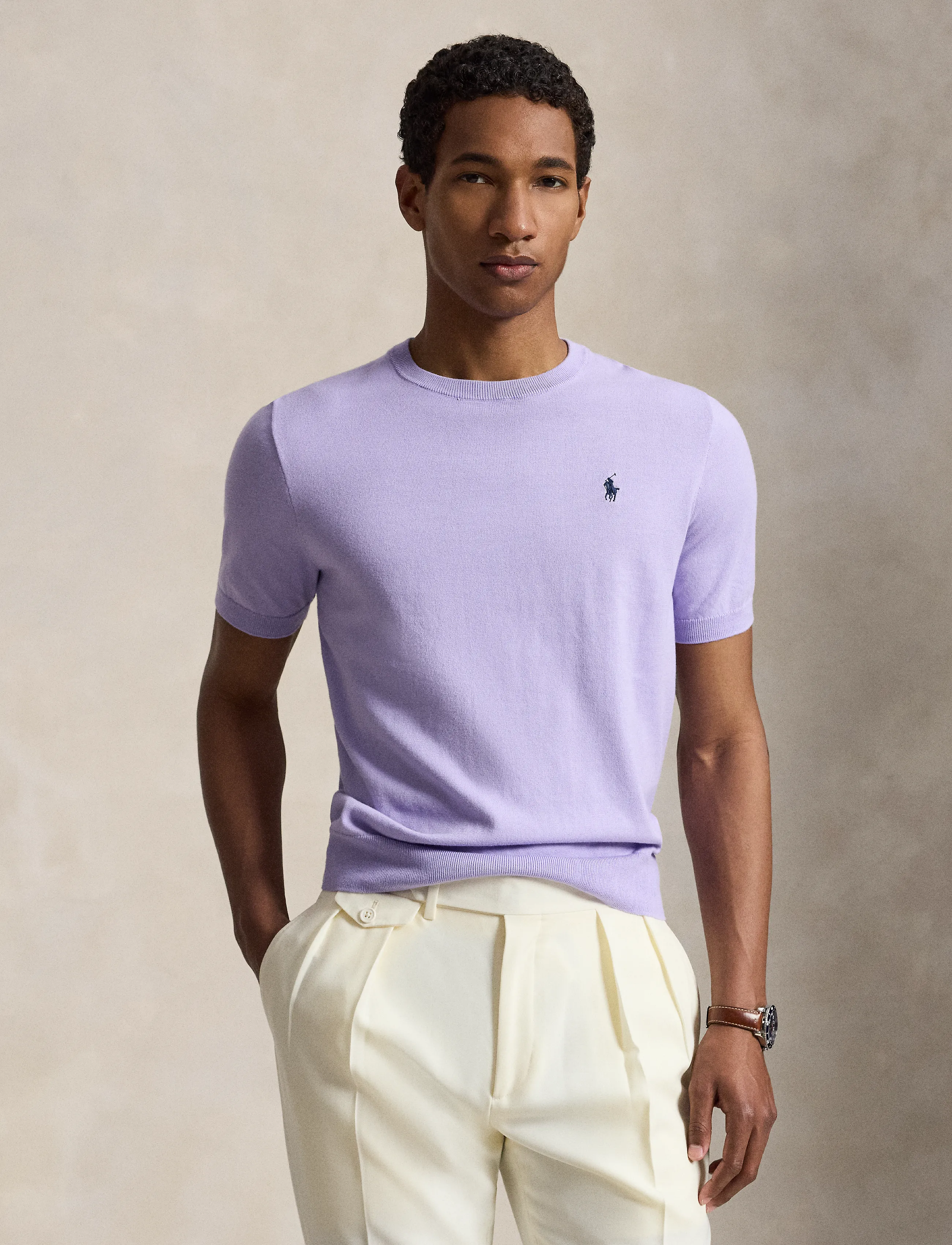 Polo Ralph Lauren Cotton Crewneck Short-Sleeve Sweater - T-shirts - POWDER PURPLE / purple