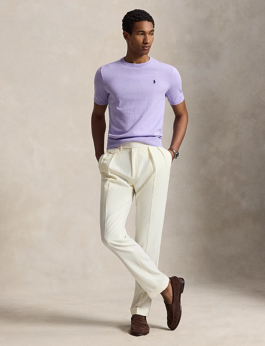 Polo Ralph Lauren - Cotton Crewneck Short-Sleeve Sweater - kurzärmelige t-shirts - powder purple - 4