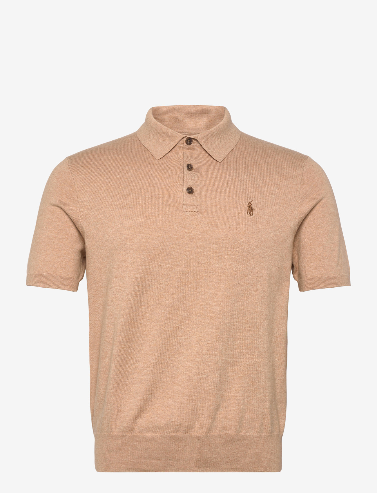 Polo Ralph Lauren - Cotton Polo-Collar Sweater - gestrickte polohemden - camel melange - 0
