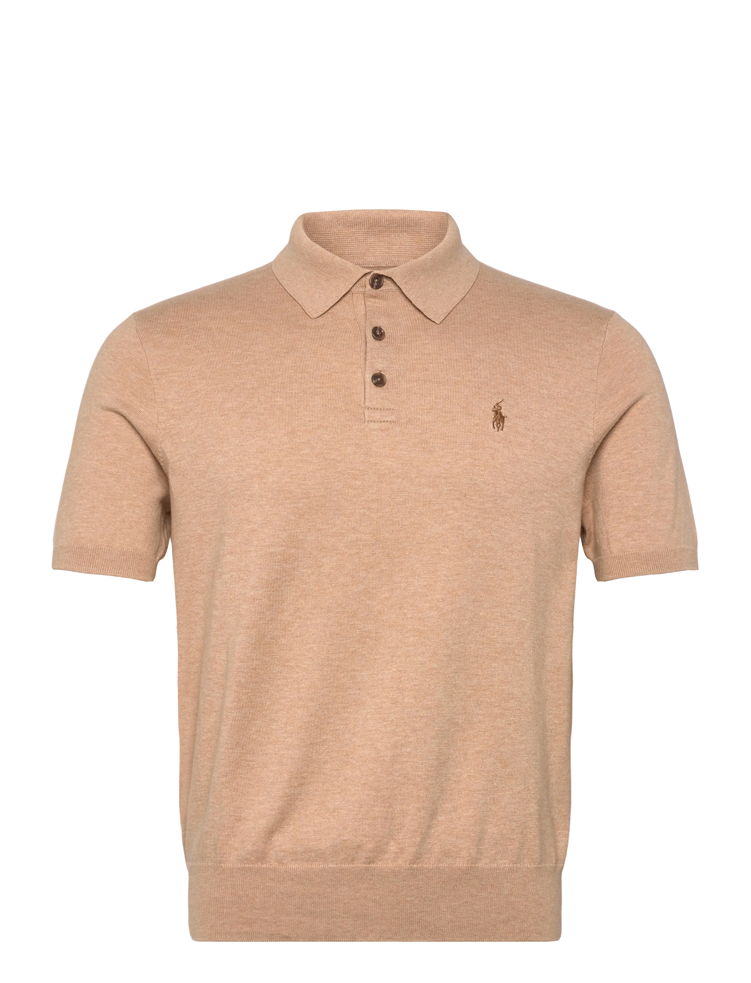 Cotton Polo-Collar Sweater - CAMEL MELANGE