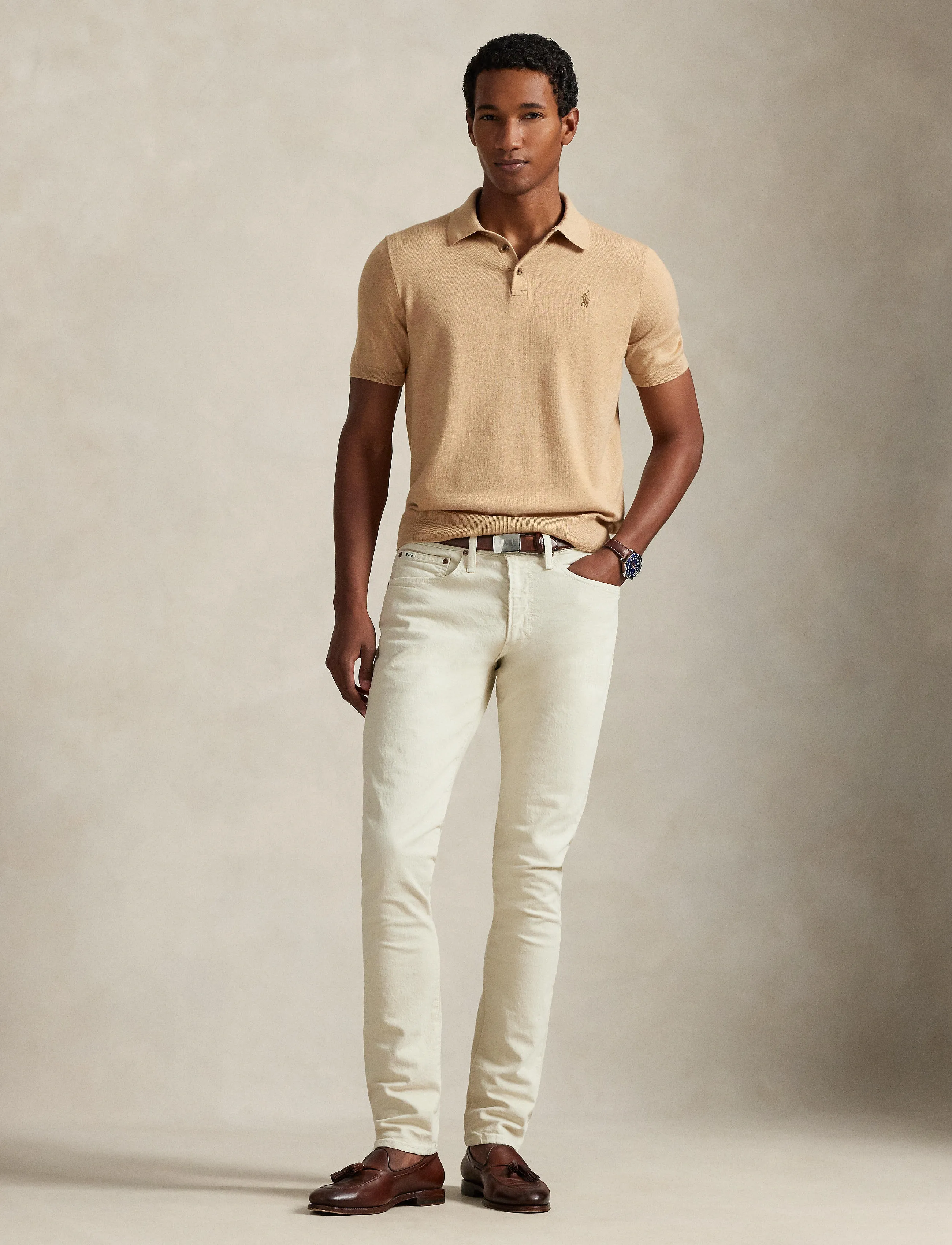 Polo Ralph Lauren Cotton Sweater, M, Polos, Braun - Short-sleeved, Männerswear