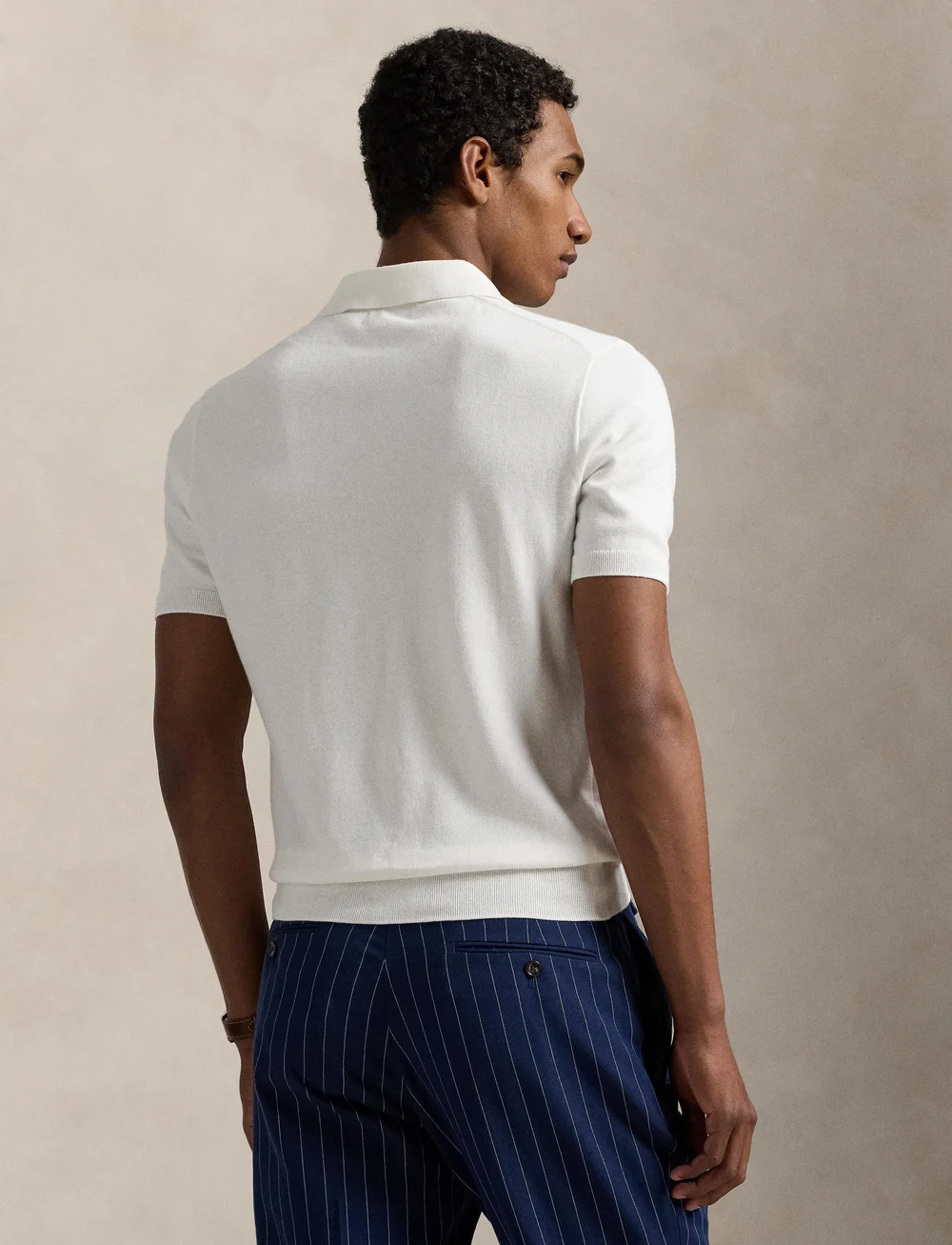 Polo Ralph Lauren - Cotton Polo-Collar Sweater - lühikeste varrukatega polod - deckwash white w/ - 2