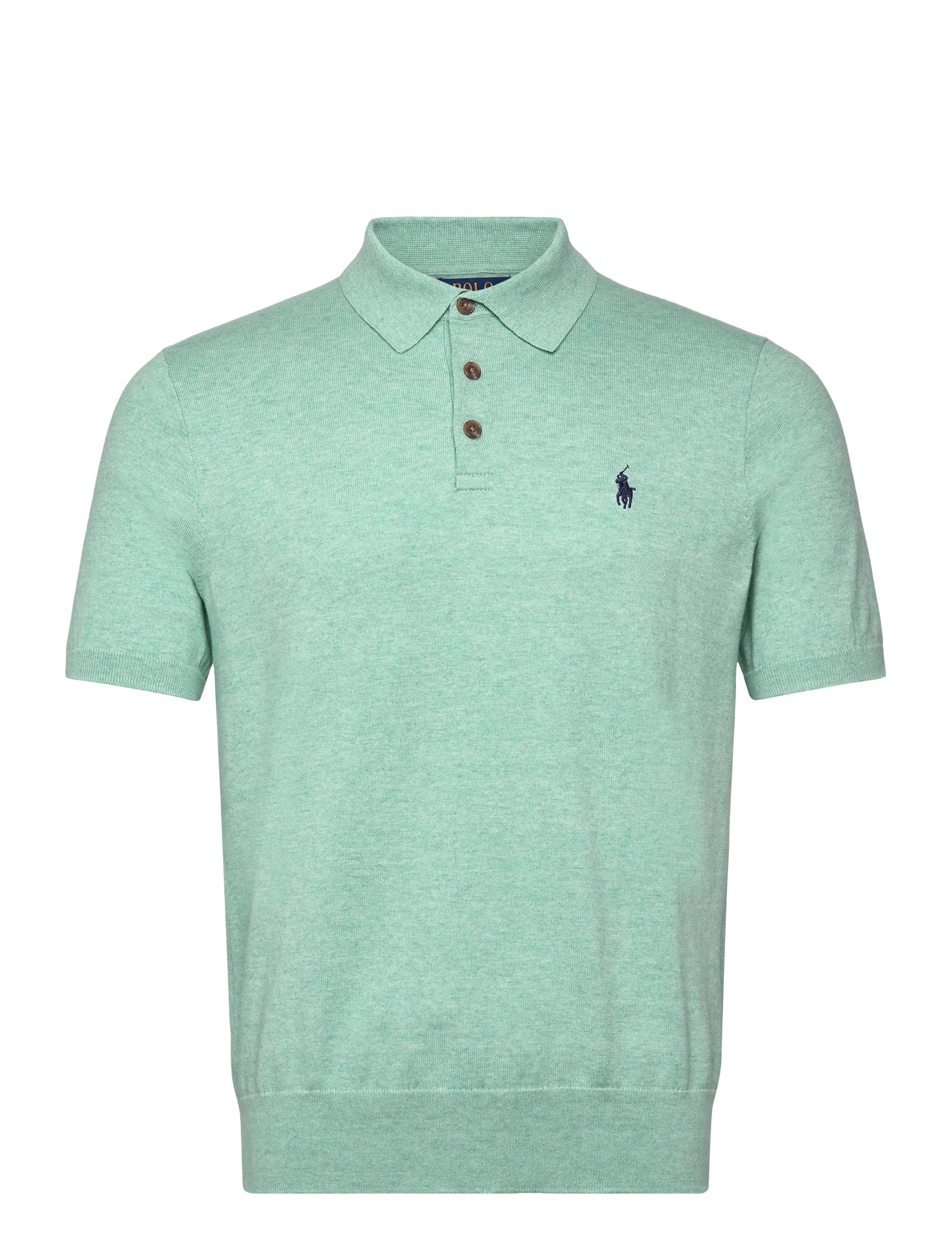 Polo Ralph Lauren Cotton Polo-Collar Sweater - Kortärmade stickade pikéer - GREEN SWALLOW HEA / green