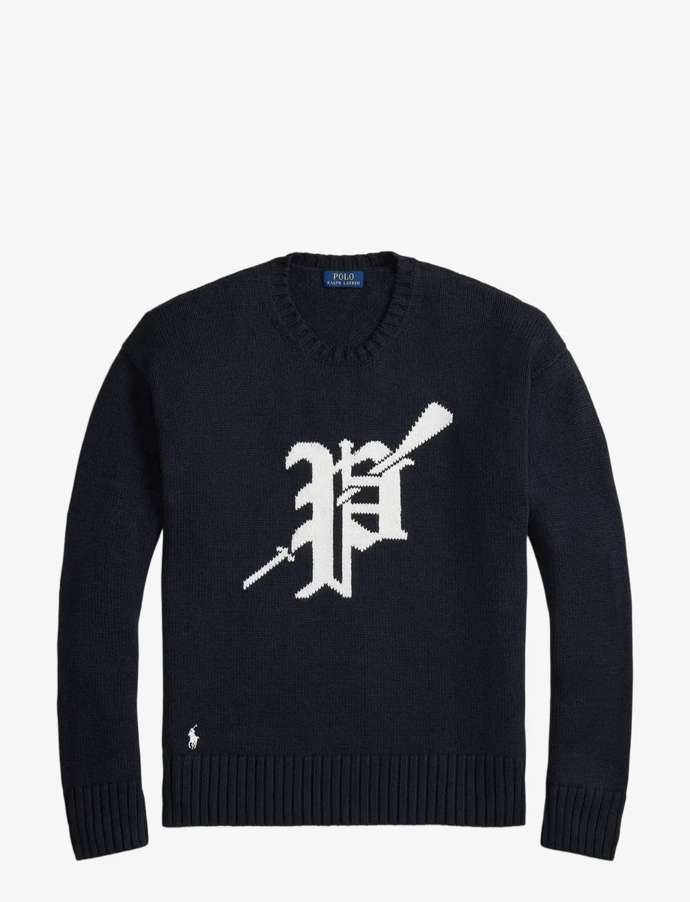 Polo Ralph Lauren - Big Fit Logo-Intarsia Cotton Sweater - rundhals - hunter navy combo - 1