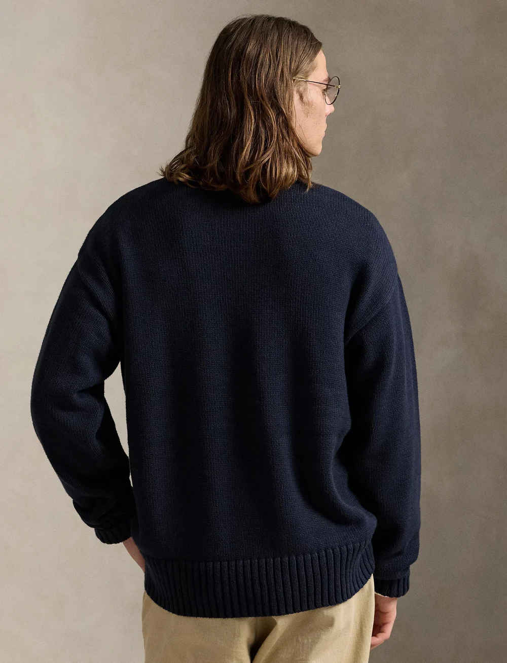 Polo Ralph Lauren - Big Fit Logo-Intarsia Cotton Sweater - rundhals - hunter navy combo - 2
