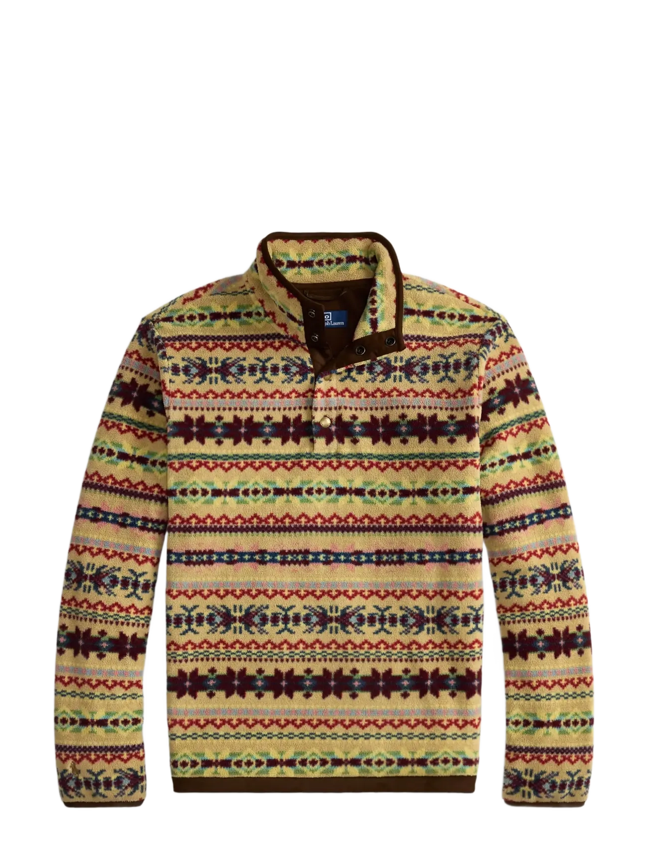 Fair Isle-Inspired Fleece Pullover - CAMEL COMBO