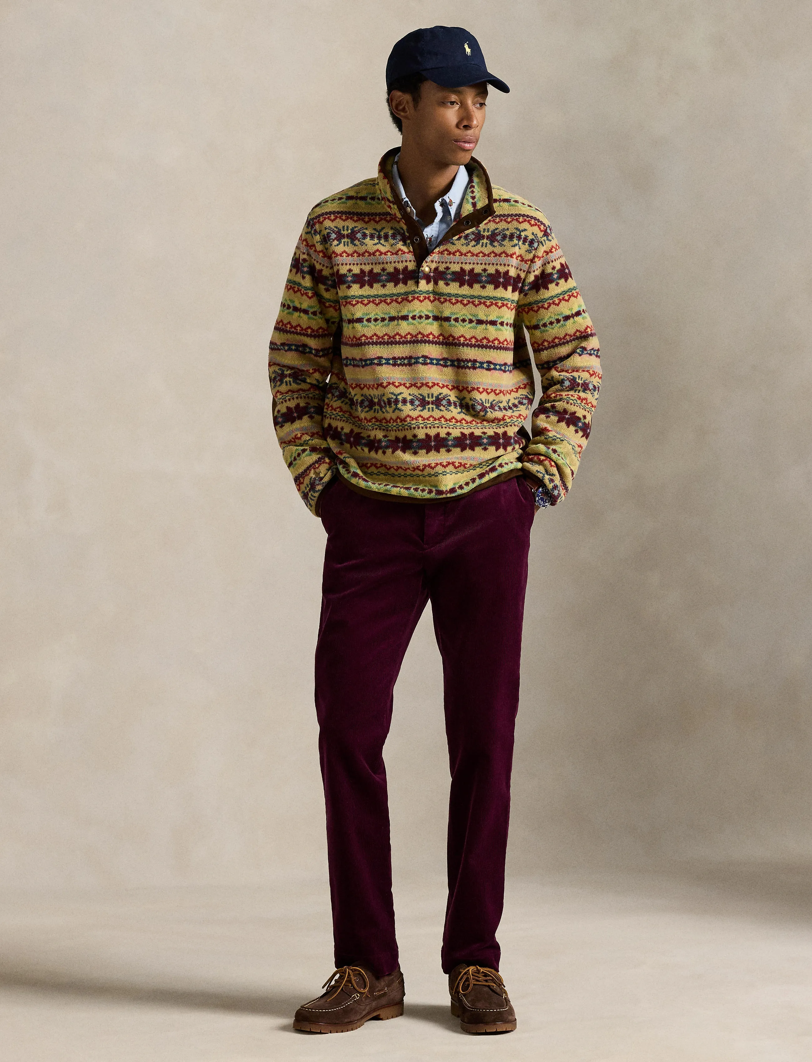 Polo Ralph Lauren - Fair Isle-Inspired Fleece Pullover - pulls en tissu peluche - camel combo - 0