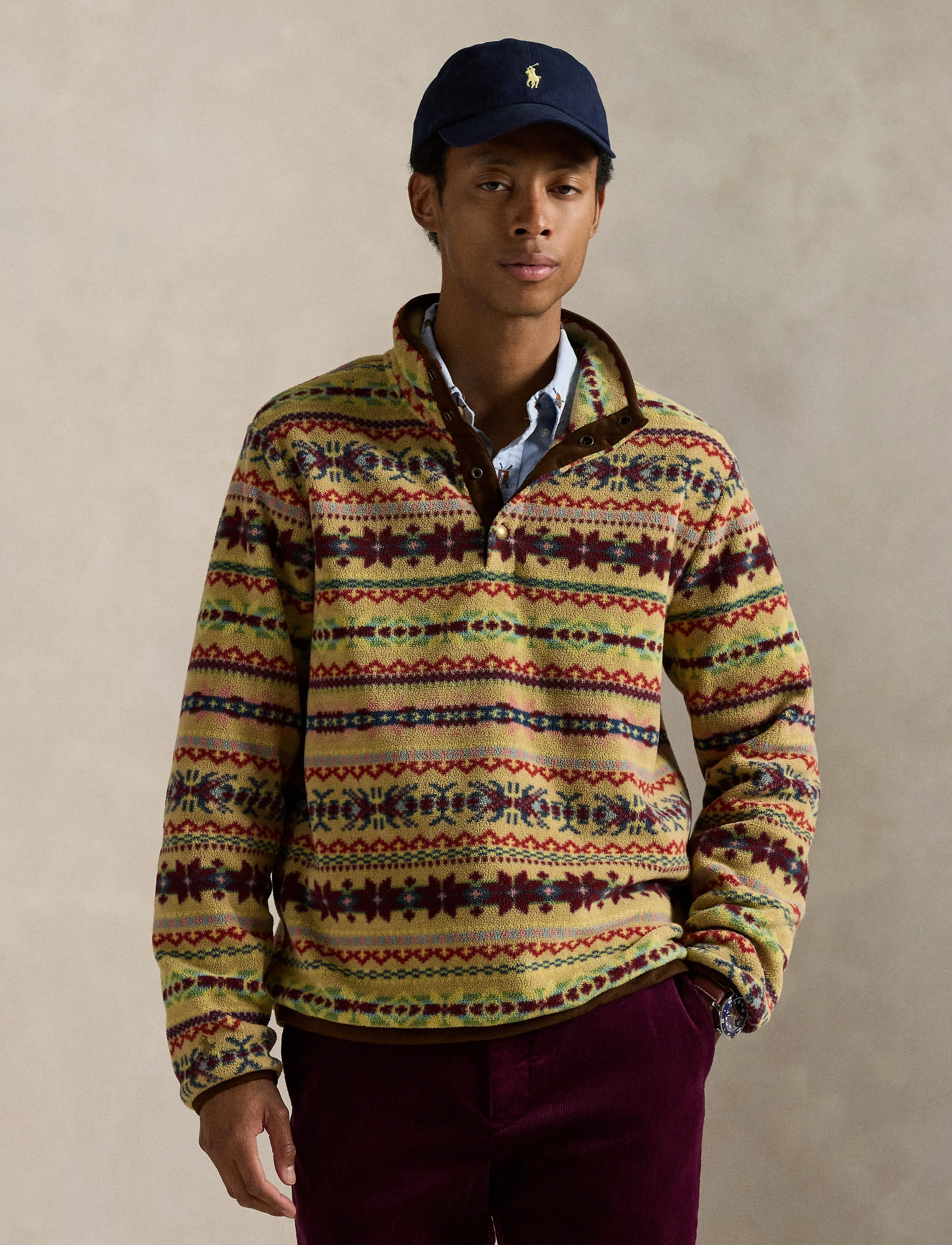 Polo Ralph Lauren - Fair Isle-Inspired Fleece Pullover - pulls en tissu peluche - camel combo - 3