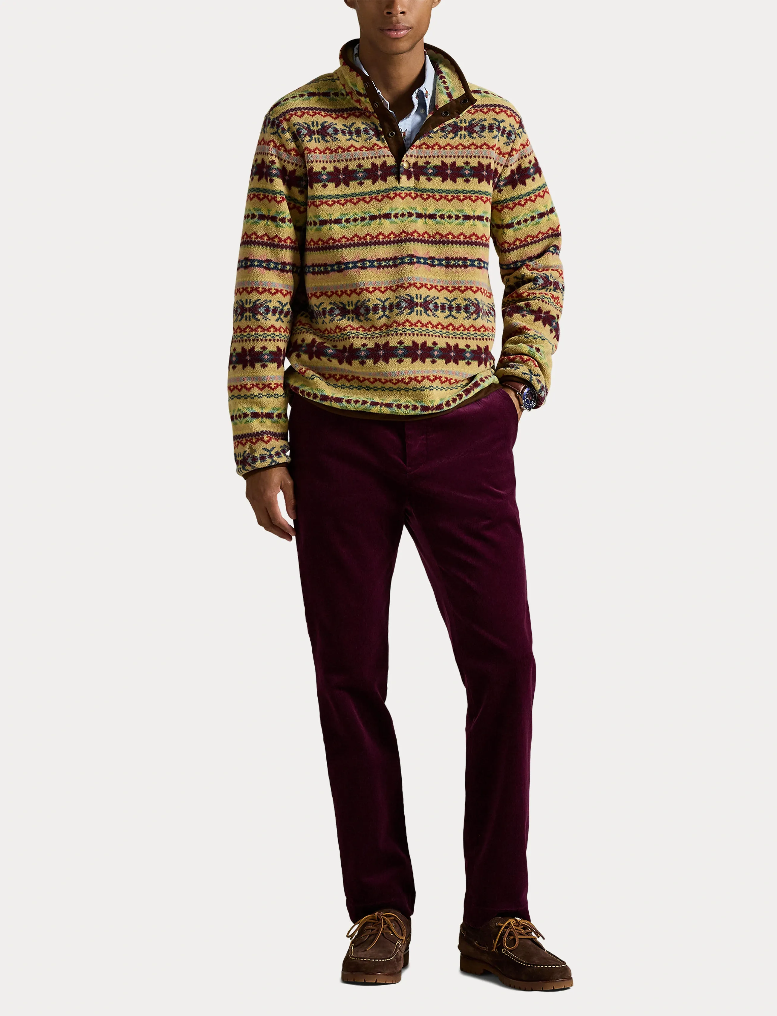 Polo Ralph Lauren - Fair Isle-Inspired Fleece Pullover - pulls en tissu peluche - camel combo - 4