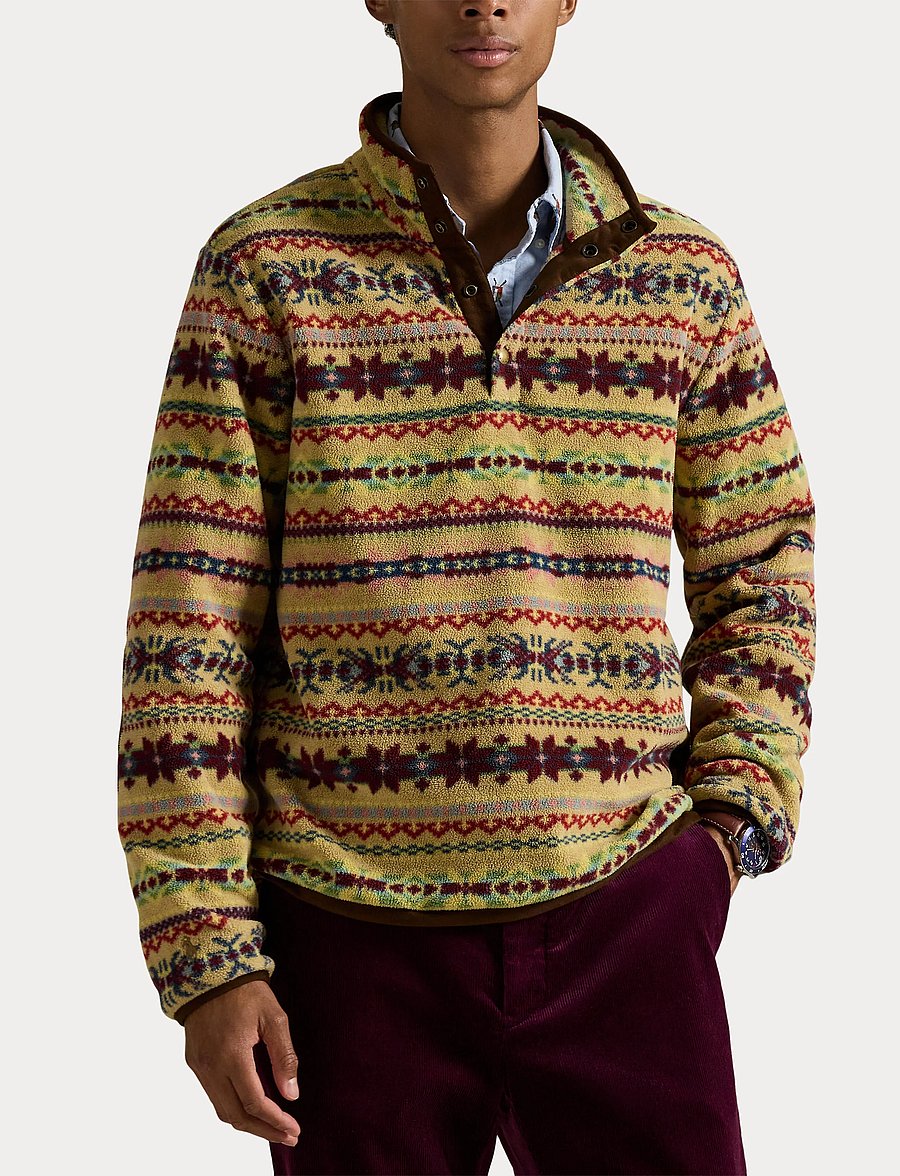 Polo Ralph Lauren - Fair Isle-Inspired Fleece Pullover - pulls en tissu peluche - camel combo - 5