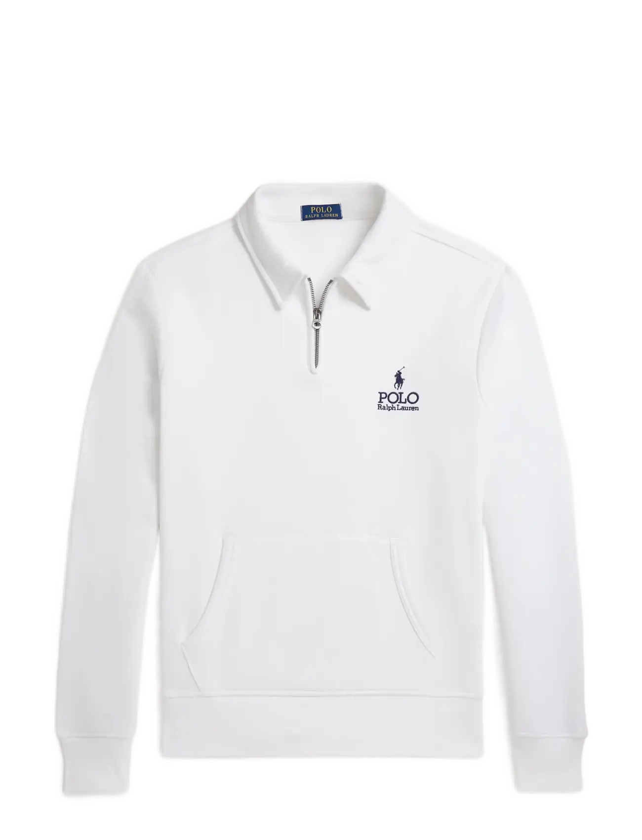 Polo Ralph Lauren Logo Fleece Collared Sweatshirt - Halfzip strik - WHITE / white