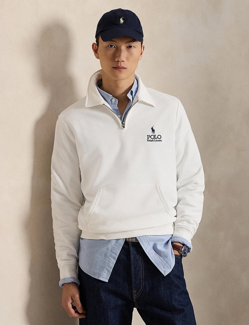 Polo Ralph Lauren - Logo Fleece Collared Sweatshirt - half zip - white - 3