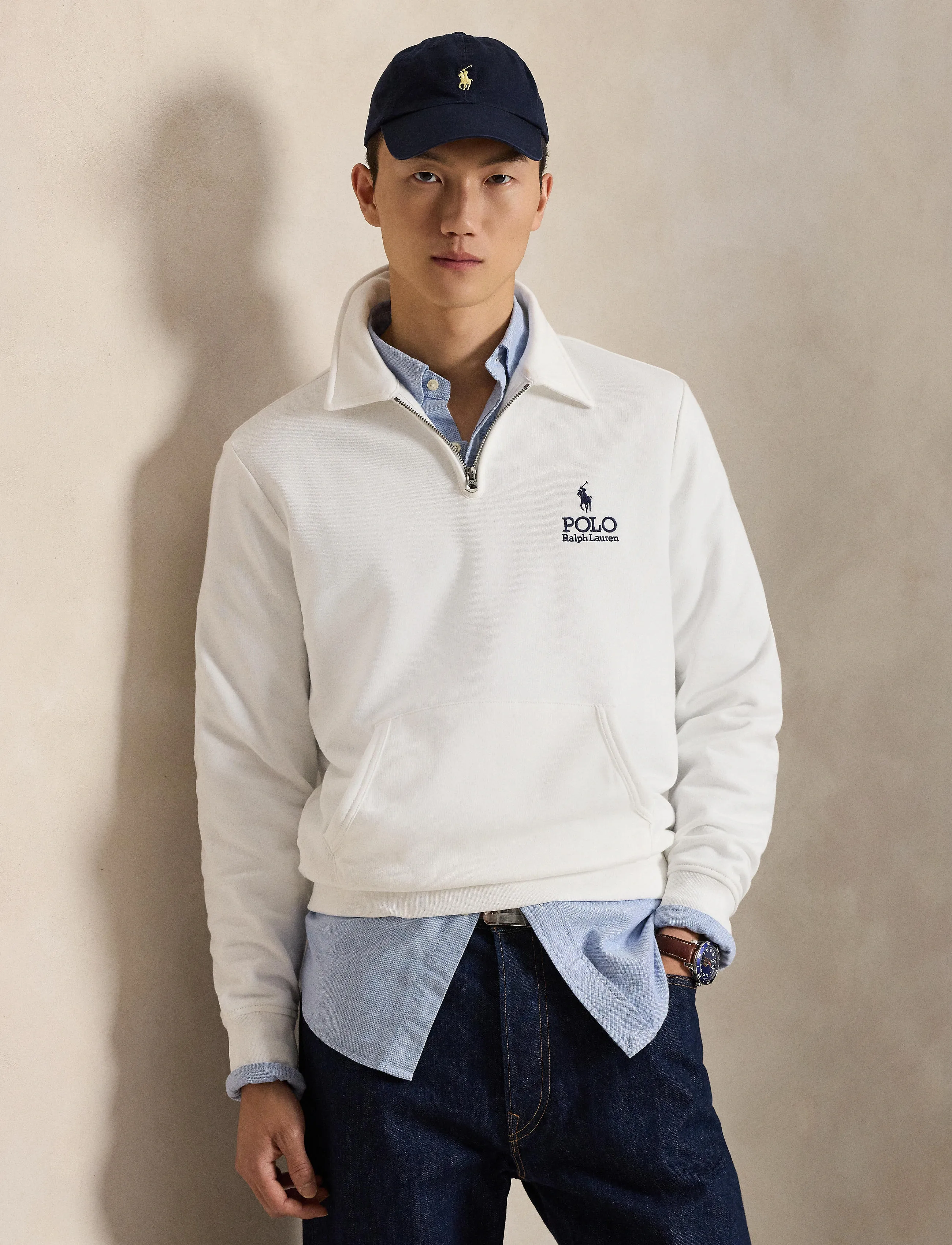 Polo Ralph Lauren - Logo Fleece Collared Sweatshirt - half zip-tröjor - white - 3