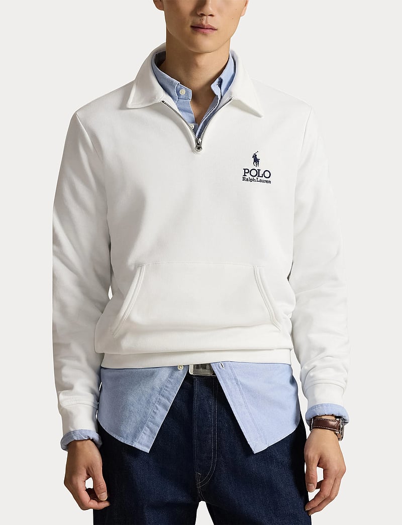 Polo Ralph Lauren - Logo Fleece Collared Sweatshirt - half zip - white - 5