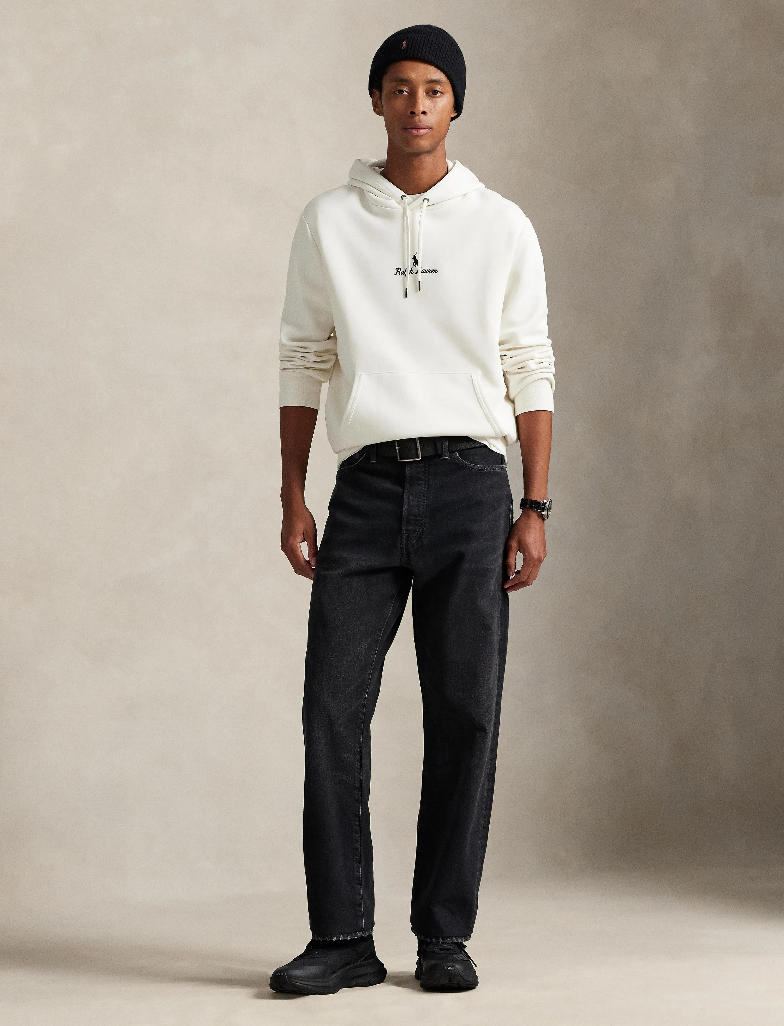 Polo Ralph Lauren Logo Double-Knit Hoodie, XXL, Cream, Sweatshirts & Hættetrøjer > Hættetrøjer, Herre