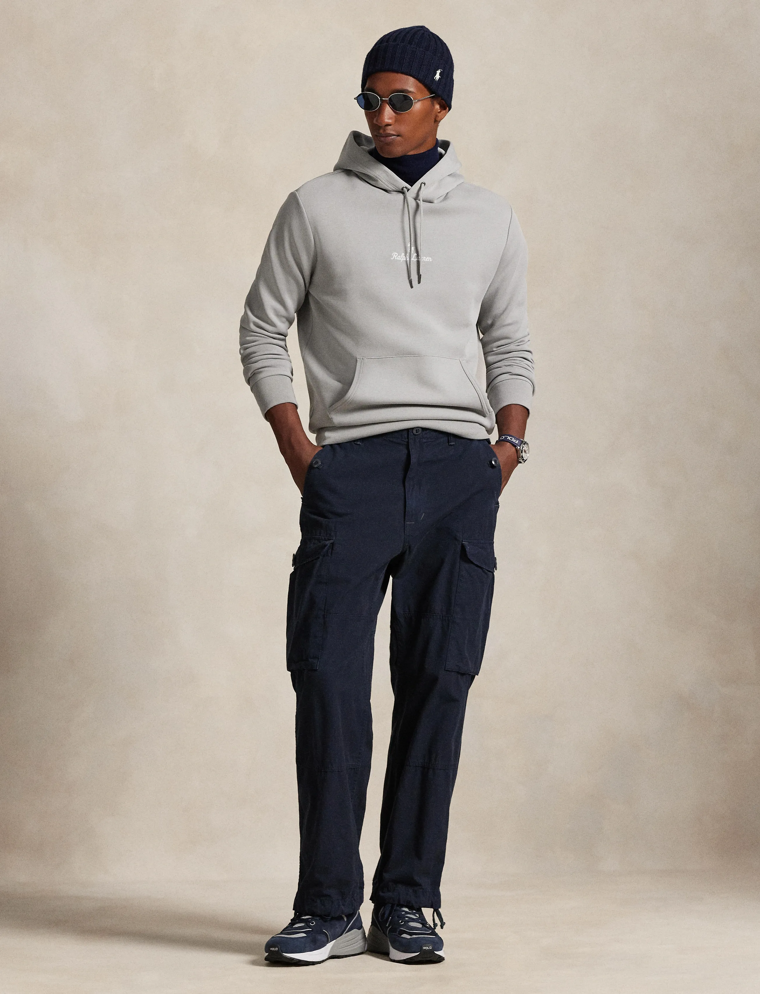 Polo Ralph Lauren Logo Double-Knit Hoodie, S, Grey, Sweatshirts & Hættetrøjer > Hættetrøjer, Herre