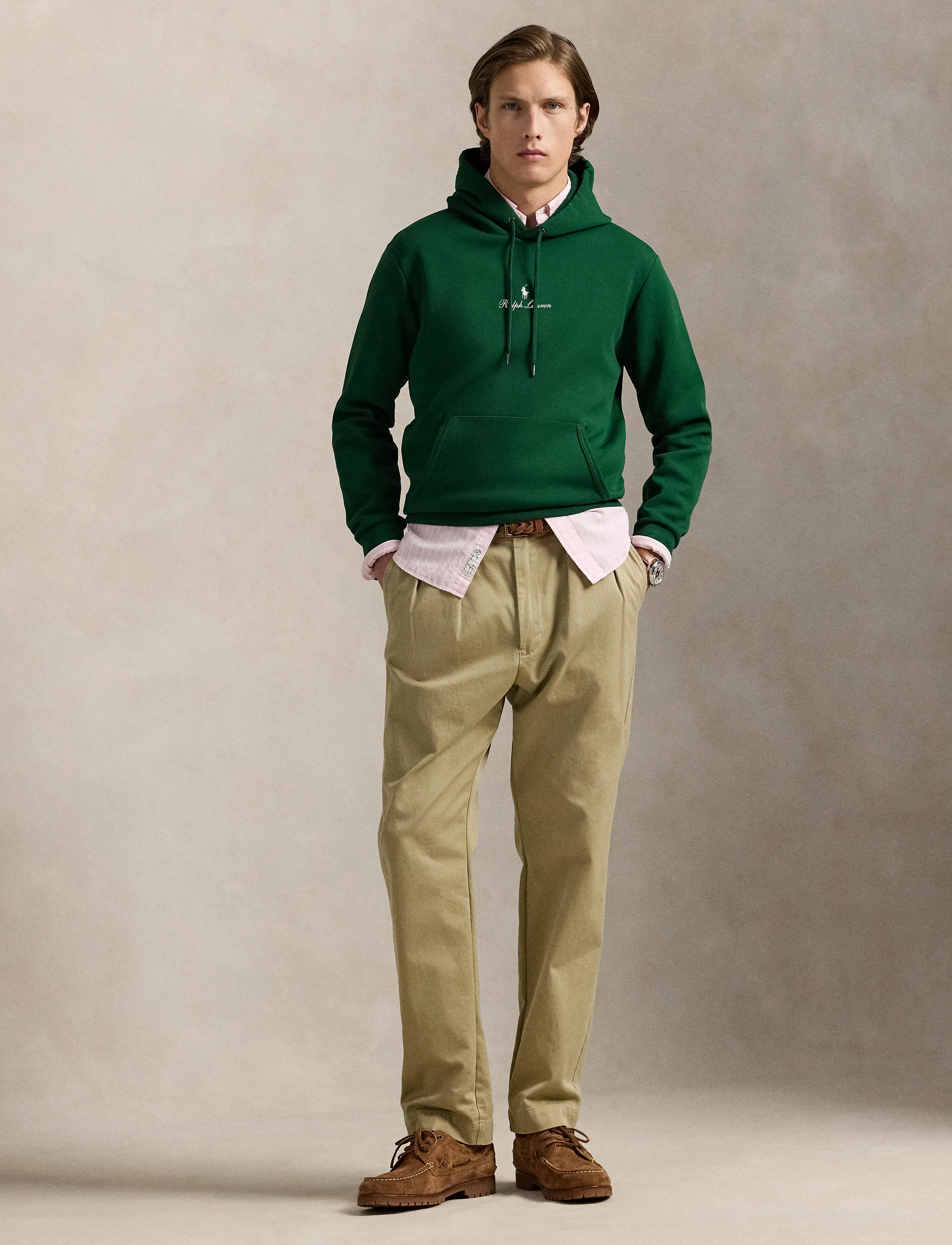 Polo Ralph Lauren Logo Double-Knit Hoodie, S, Green, Sweatshirts & Hættetrøjer > Hættetrøjer, Herre