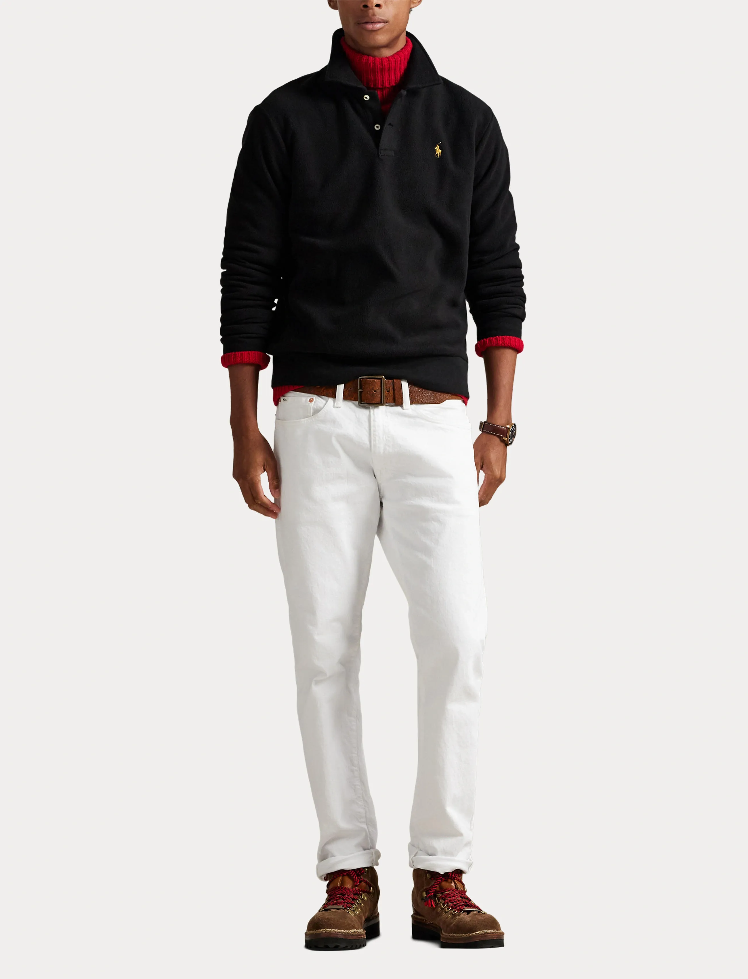 Polo Ralph Lauren - Brushed Fleece Polo-Collar Pullover - langærmede poloer - polo black - 4