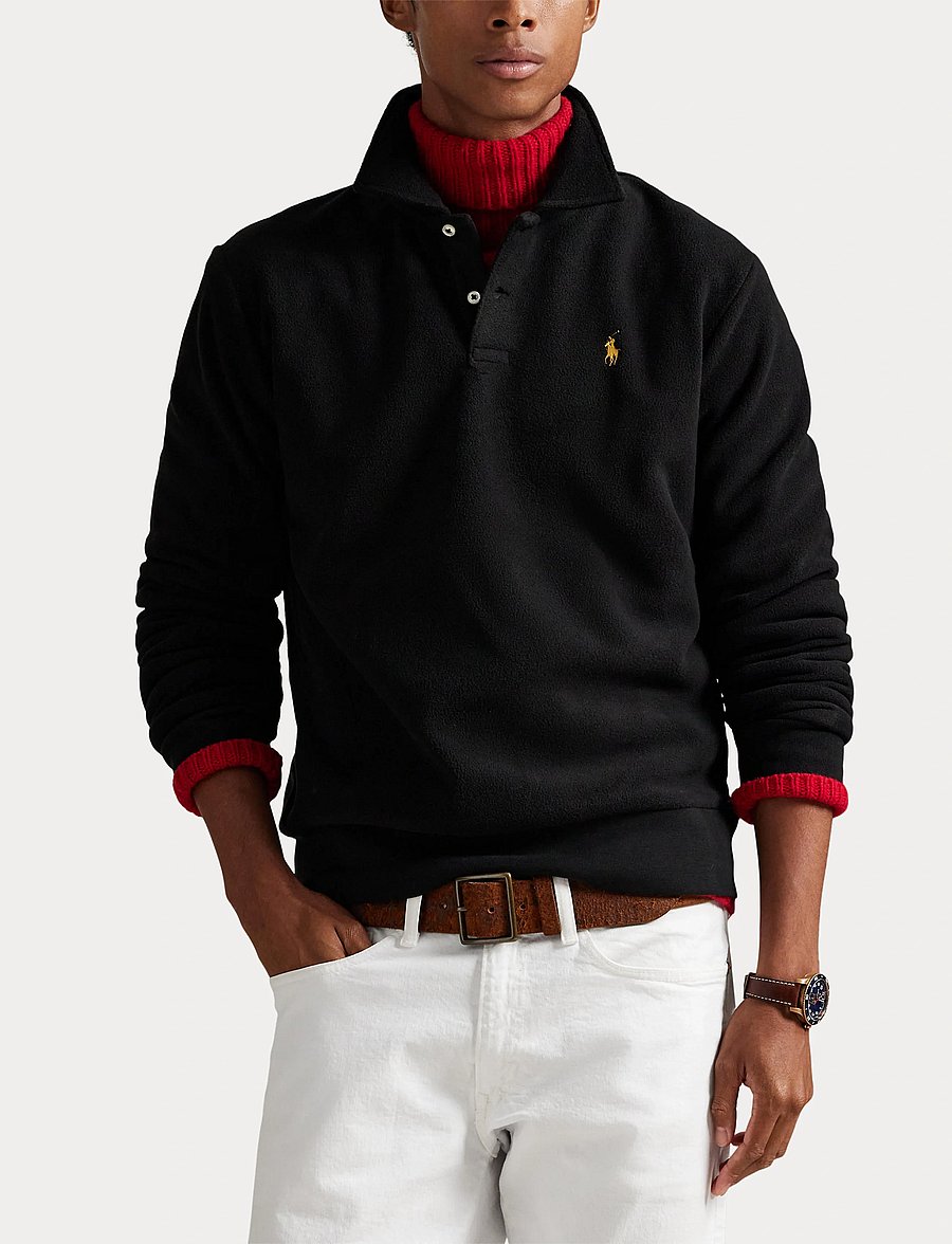 Polo Ralph Lauren - Brushed Fleece Polo-Collar Pullover - langærmede poloer - polo black - 5