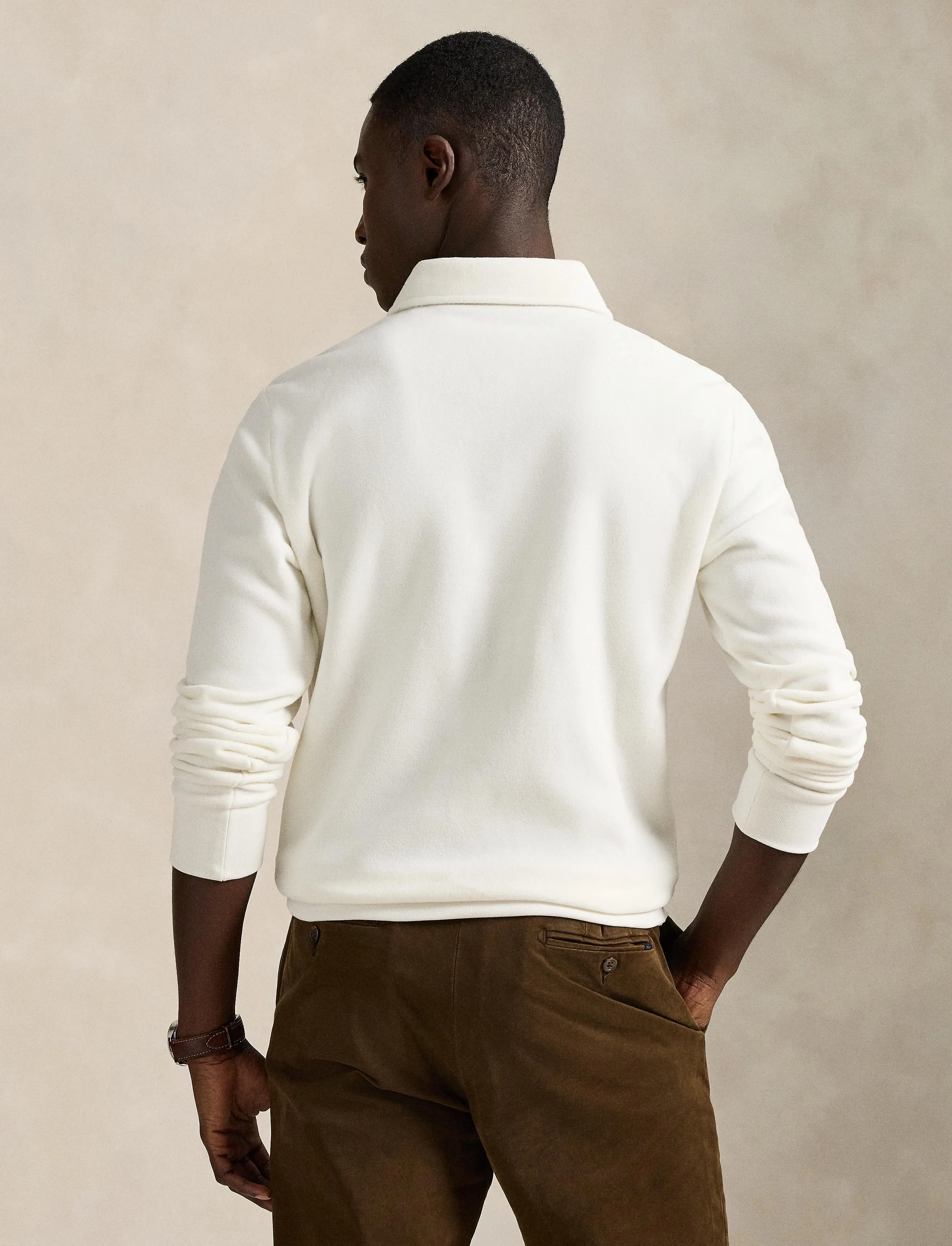Polo Ralph Lauren - Brushed Fleece Polo-Collar Pullover - langærmede poloer - trophy cream - 2
