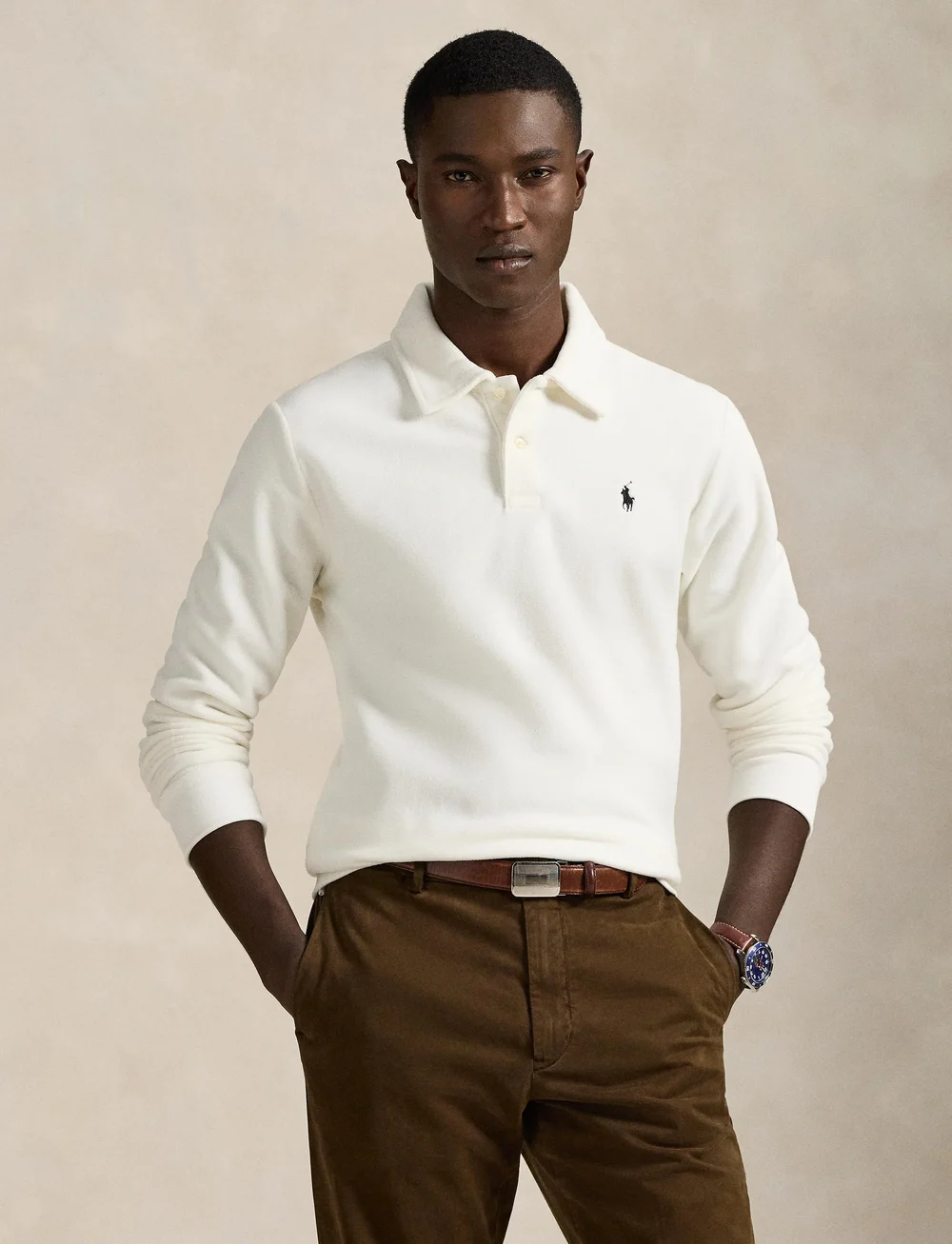 Polo Ralph Lauren - MAGIC POLY FLEECE-LSL-SWS - polos à manches longues - trophy cream - 3