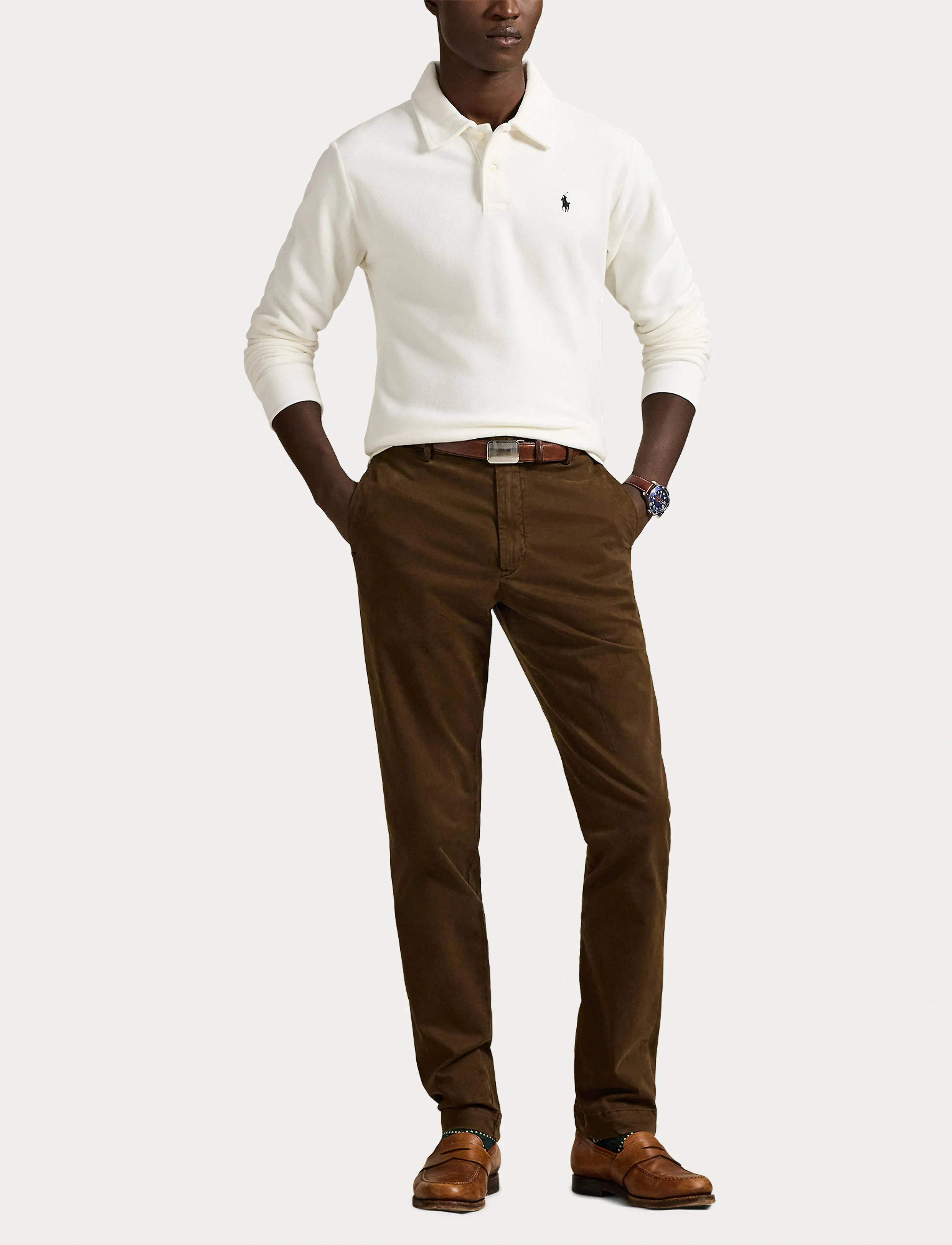 Polo Ralph Lauren - Brushed Fleece Polo-Collar Pullover - langærmede poloer - trophy cream - 4