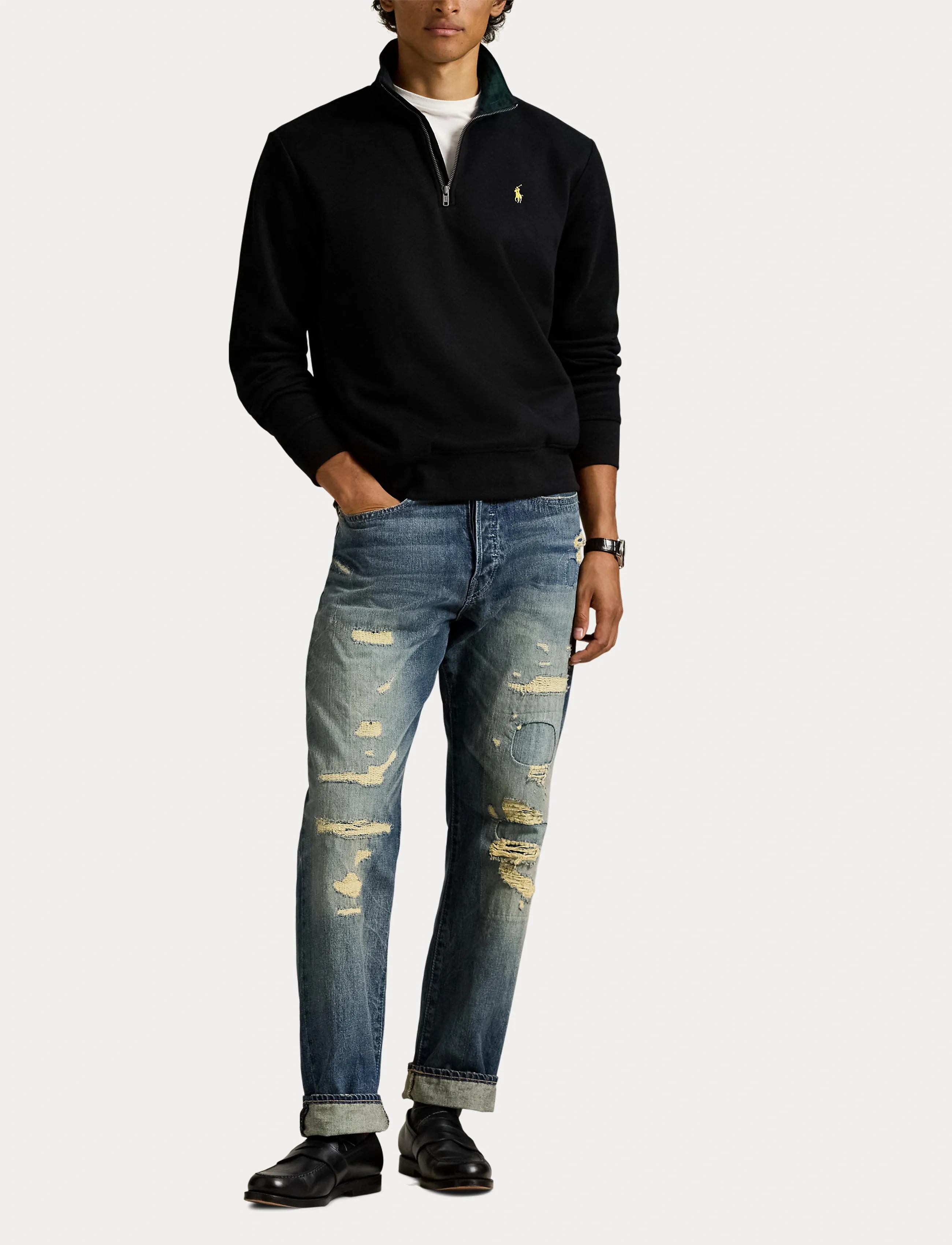 Polo Ralph Lauren - The RL Fleece Quarter-Zip Sweatshirt - polo black - 4