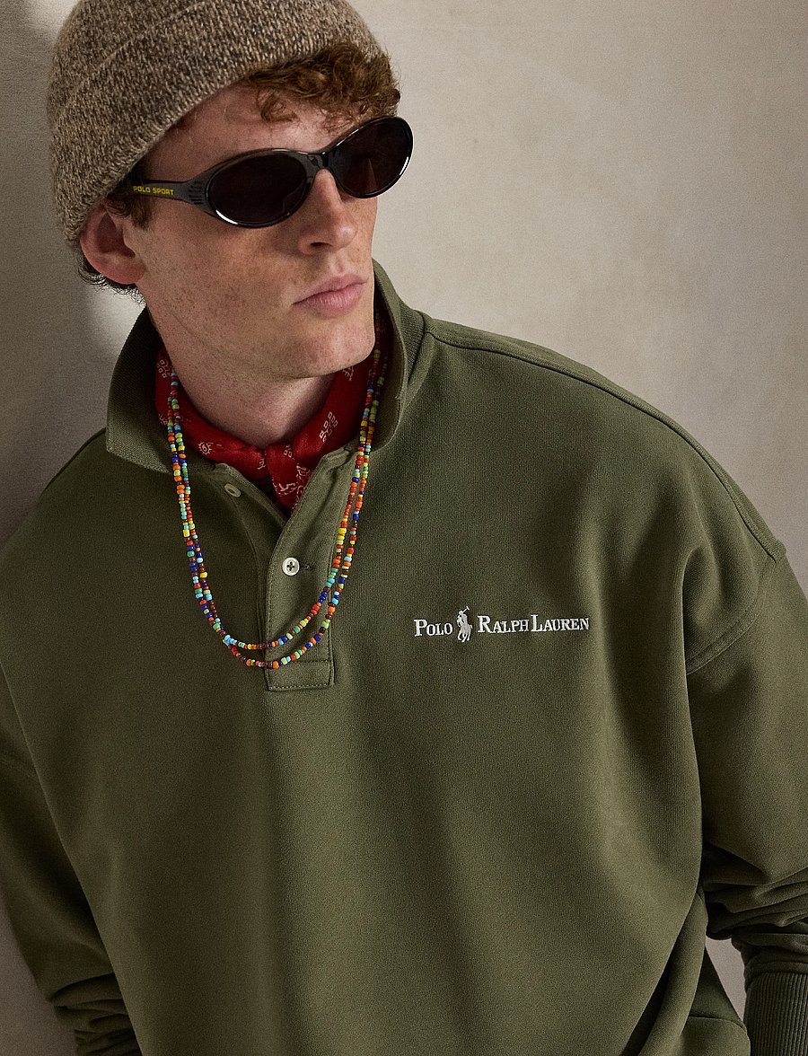 Polo Ralph Lauren - Relaxed Fit Logo Collared Sweatshirt - sweatshirts - cruise olive - 4