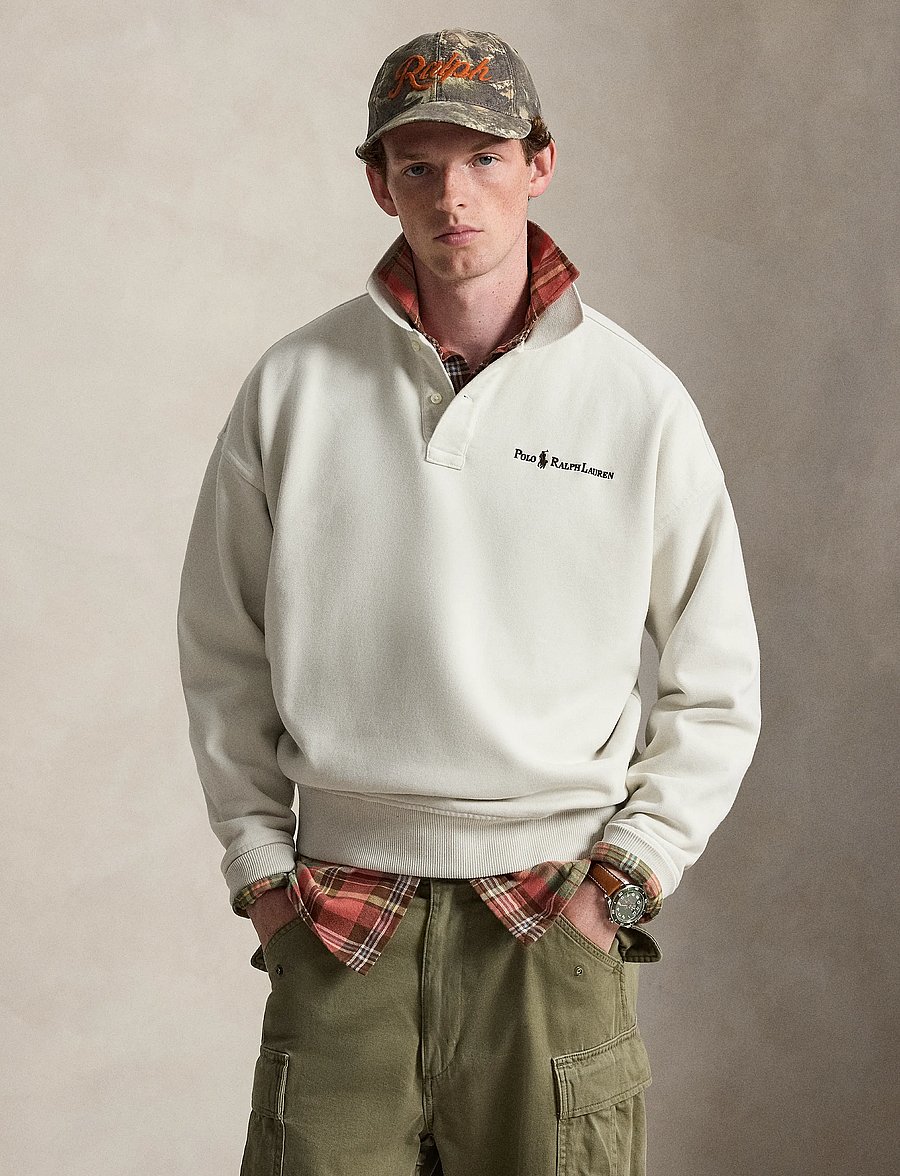 Polo Ralph Lauren - Relaxed Fit Logo Collared Sweatshirt - sweatshirts - stone pebble - 0